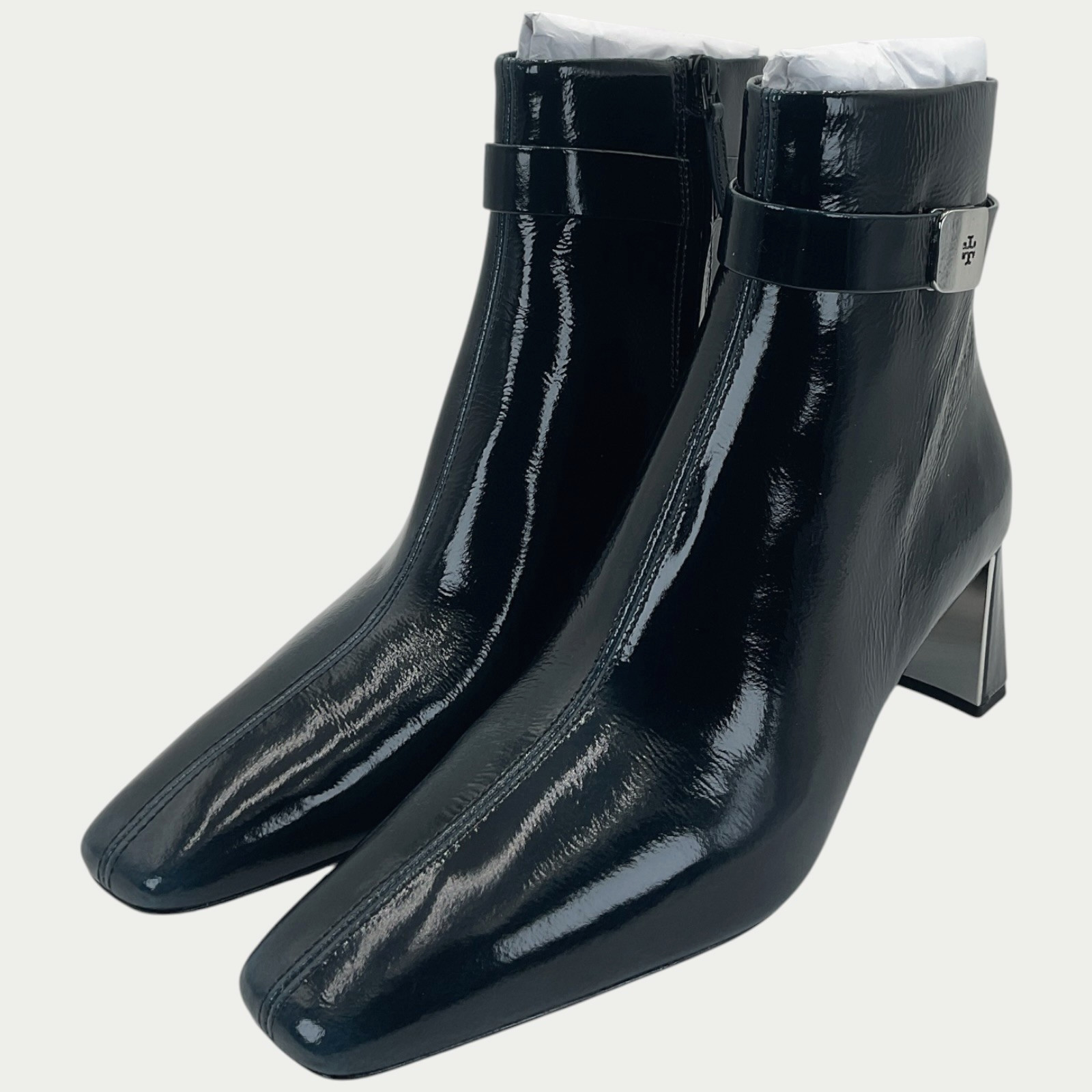 Tory Burch Georgia 55MM Women’s Size 8.5 Aged Navy Patent Leather Boots NIB