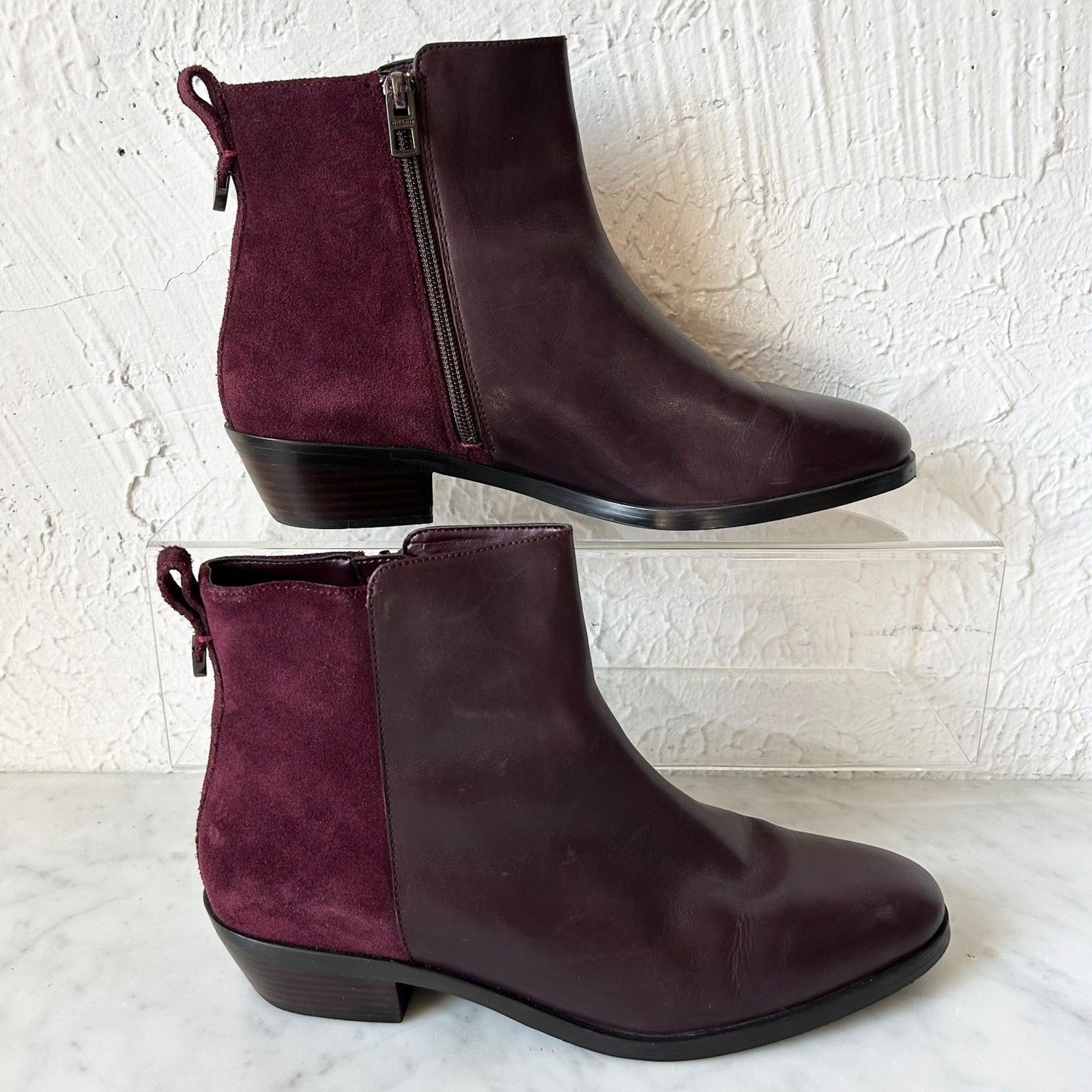 Coach Carmen Ankle Boot Oxblood Suede/Leather Side Zip – Women’s Size 9.5/39.5