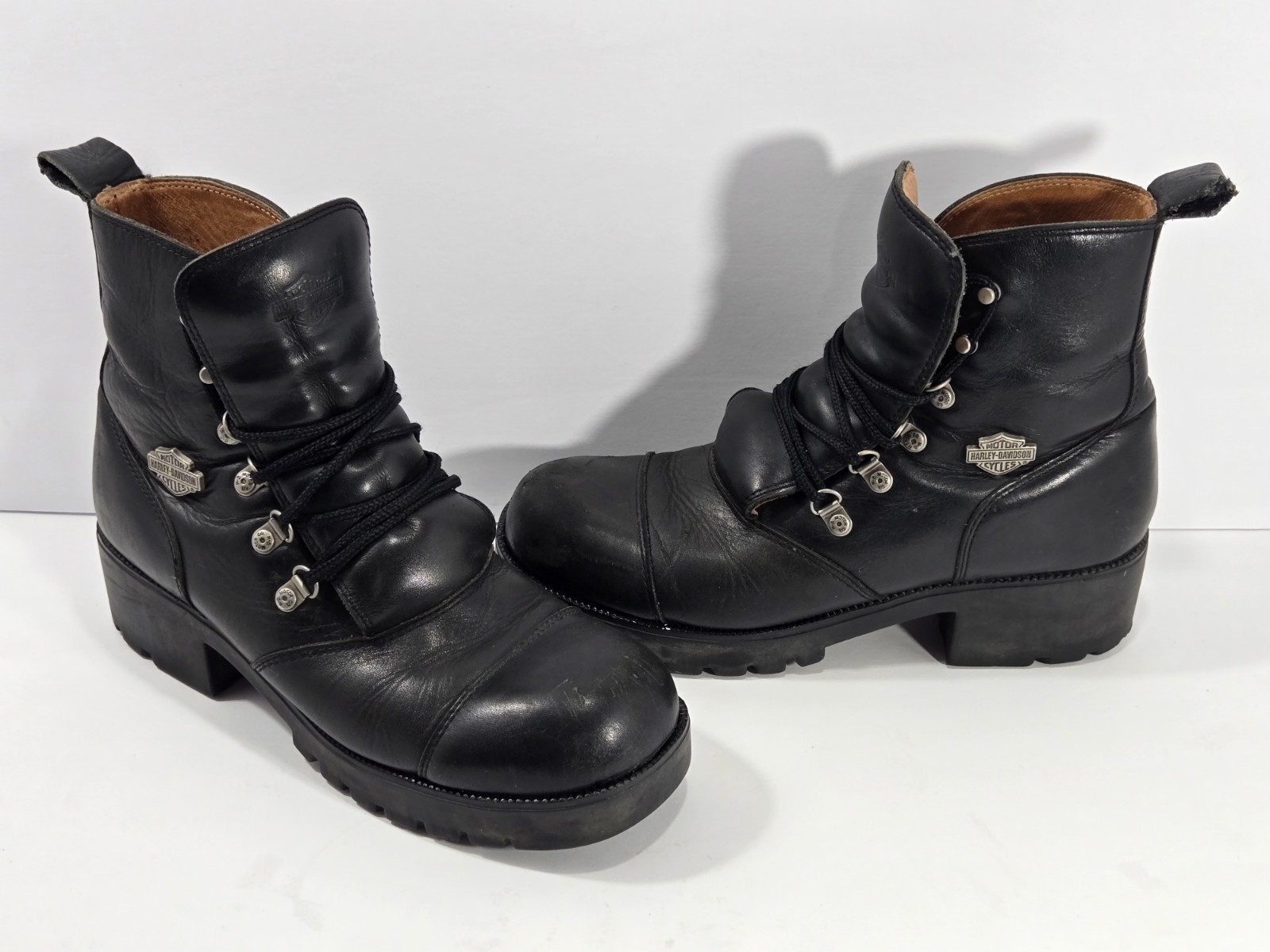 Harley Davidson Leather Laced Ankle Motorcycle Boots Women’s Size 10 Black