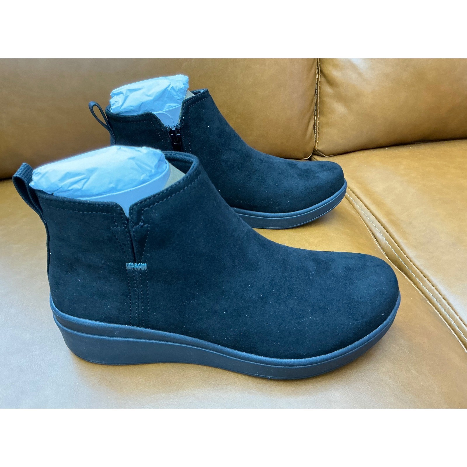 Ryka Lovely Wedge Ankle Boots Womens 7.5 Black New Water Repellent Booties