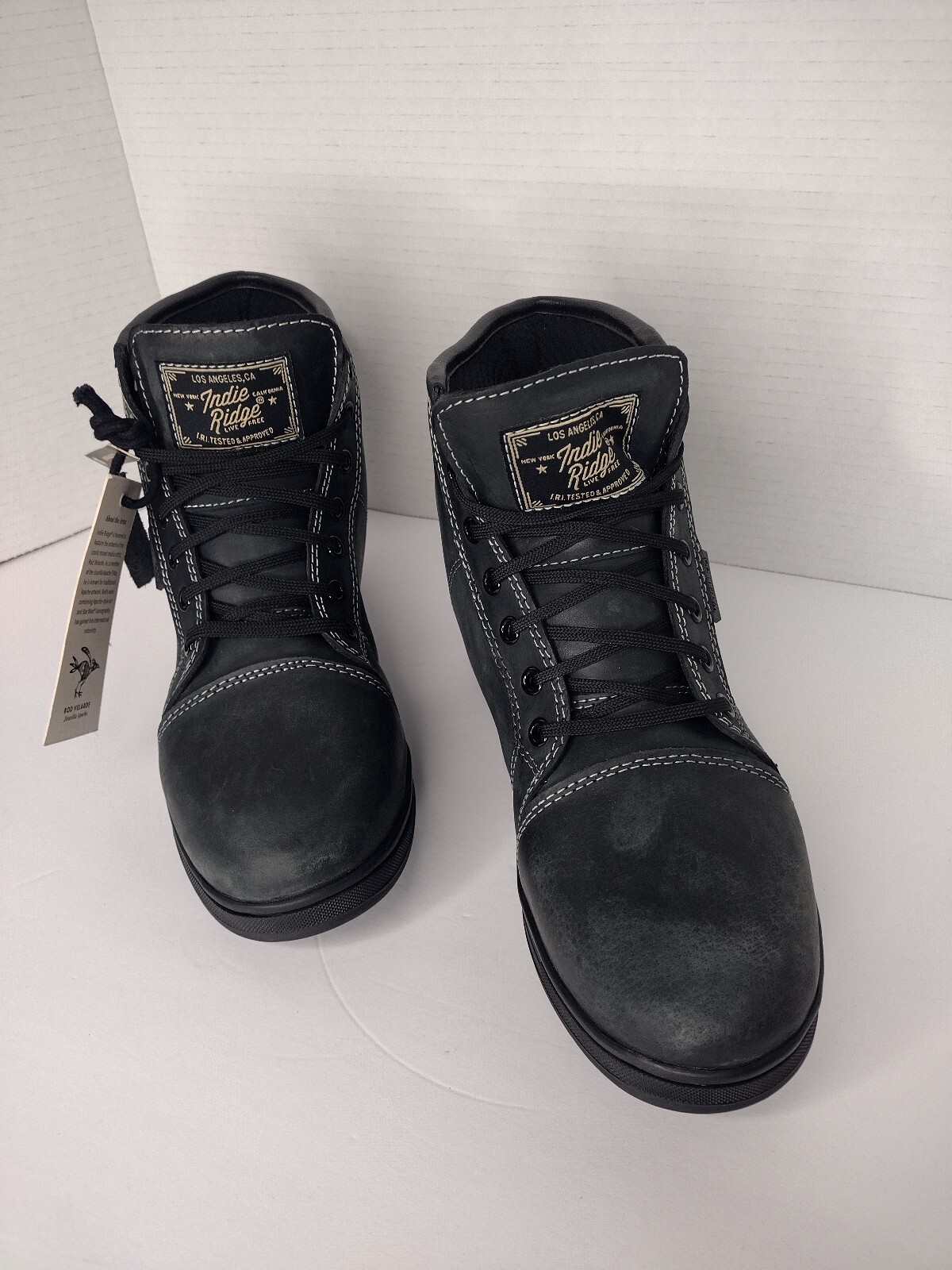 Indie Ridge Womens Blk Leather Motorcycle Boots The Knight 5.0 Ventilated Size 7