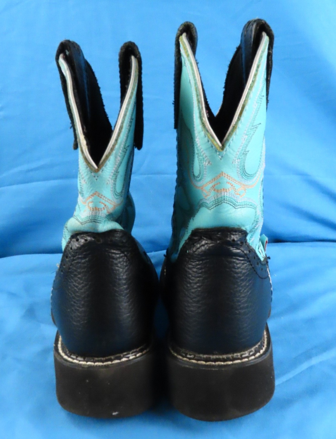 JUSTIN GYPSY GEMMA BOOTS Cowboy Cowgirl Western BLACK & AQUA BLUE Leather 6.5 B