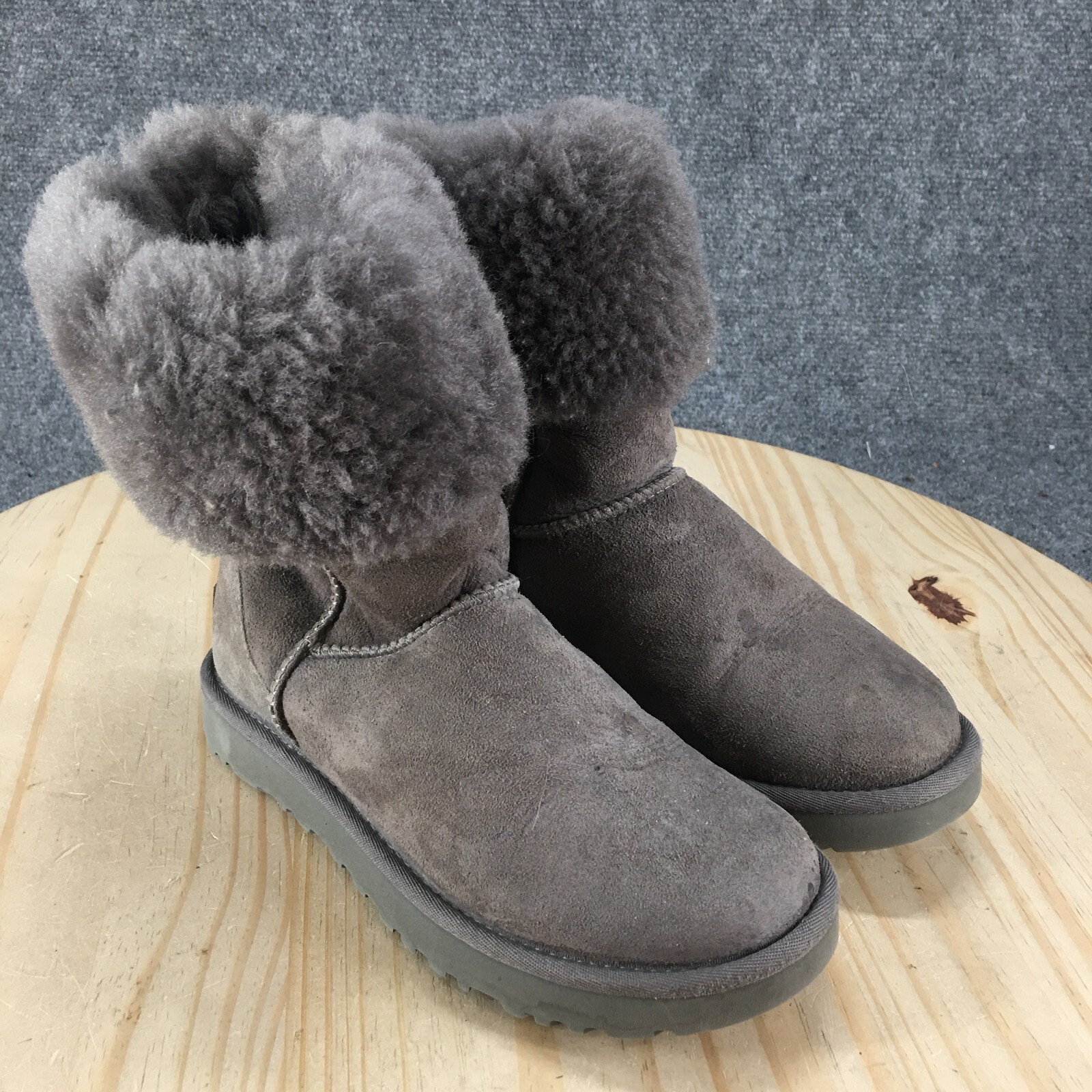 UGG Boots Womens 5 Classic Tall II Shearling Gray Leather Pull On SN1016224