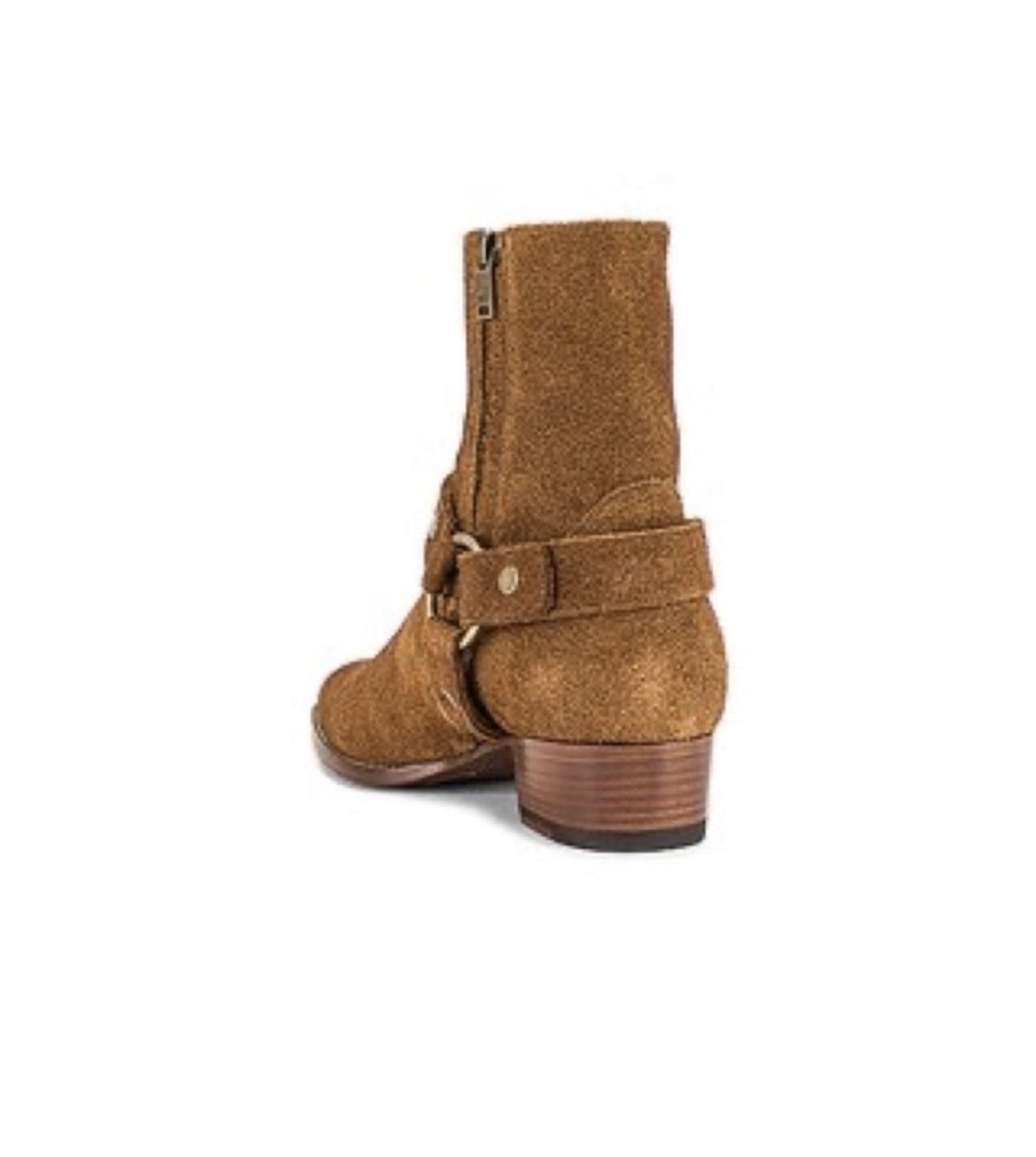 Saint Laurent Wyatt Harness Ankle Boots 38 US 7.5 Brown Suede Italy Box