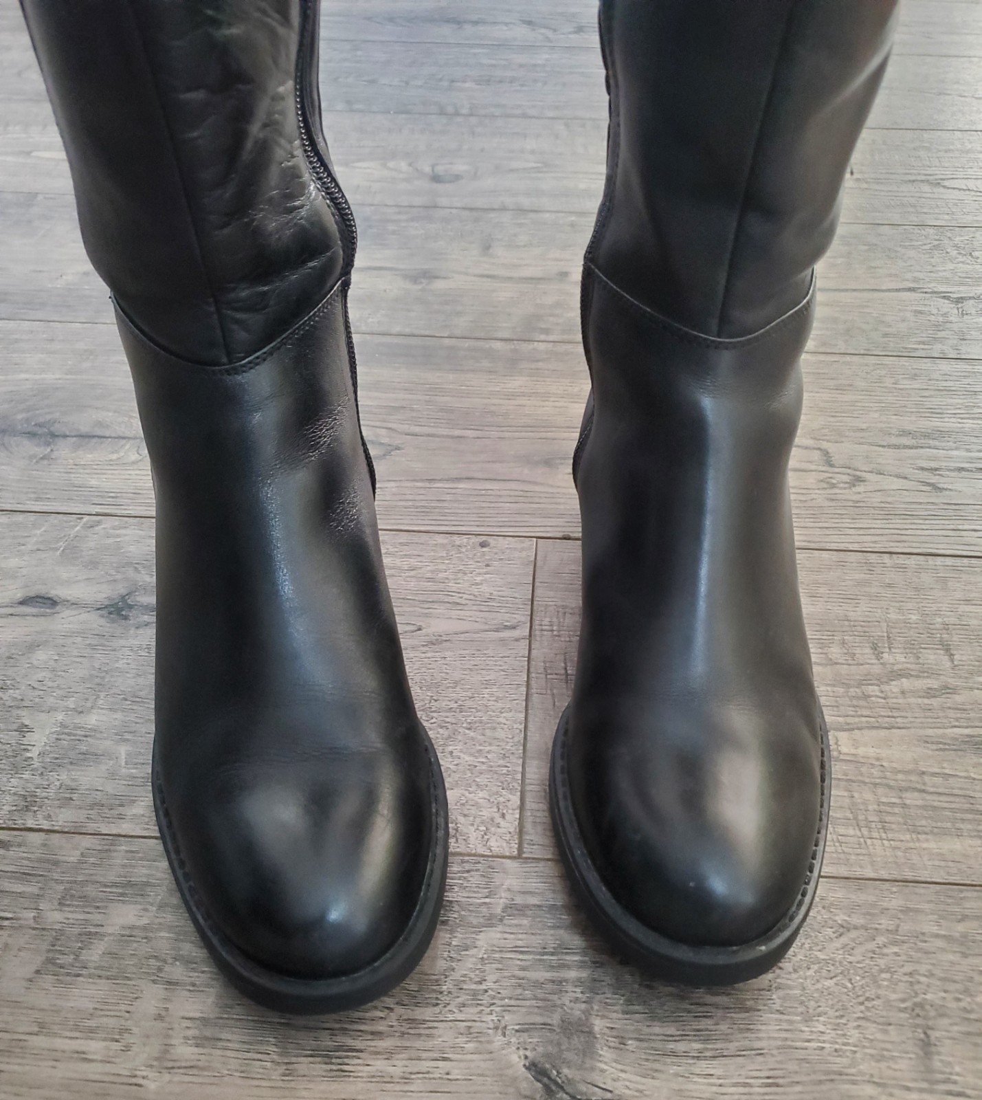 Blondo Womens Elenor Riding Black Boots Size 7 Leather Zip Up Tall Knee High