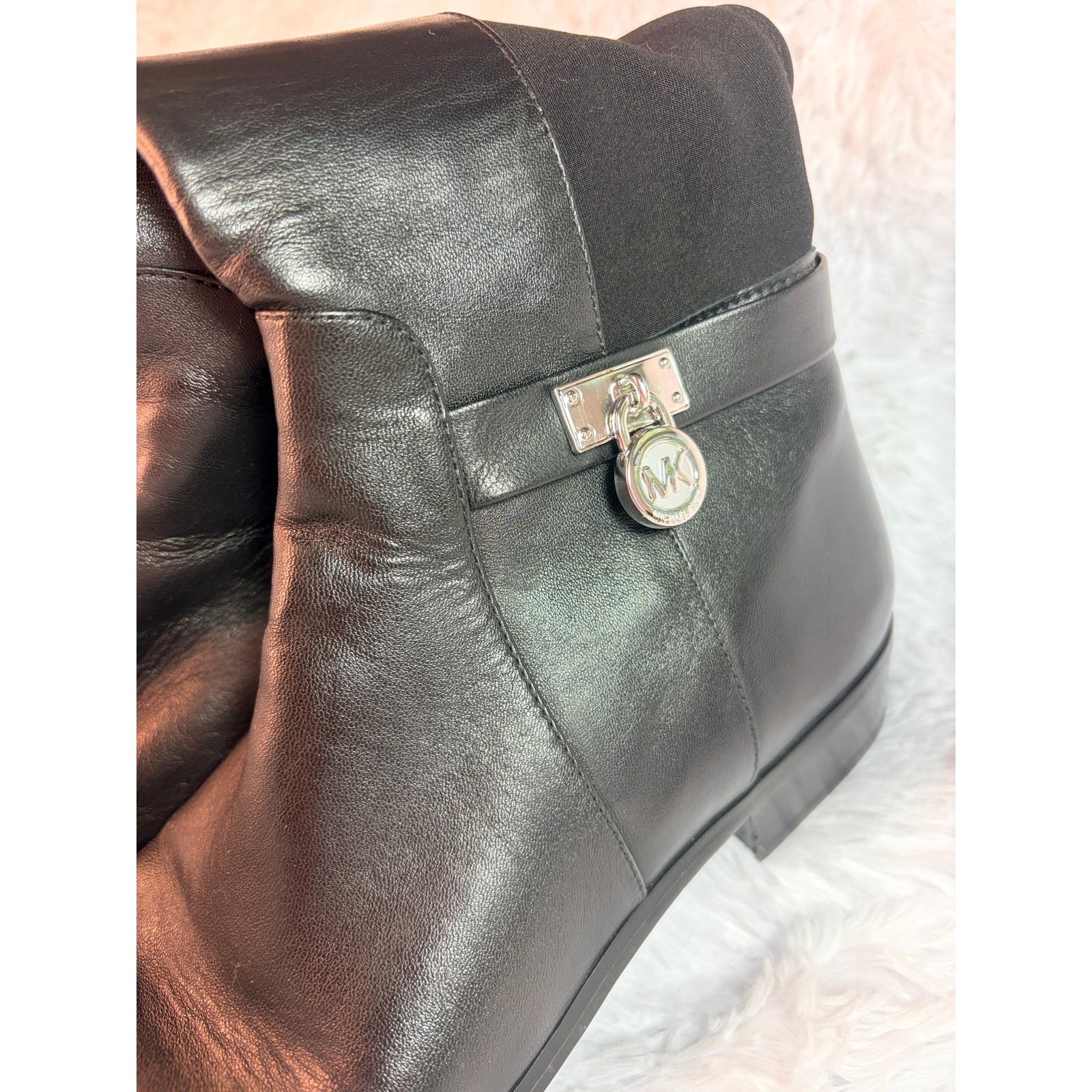 Michael Kors Black Leather Knee-High Boots Size 7.5M
