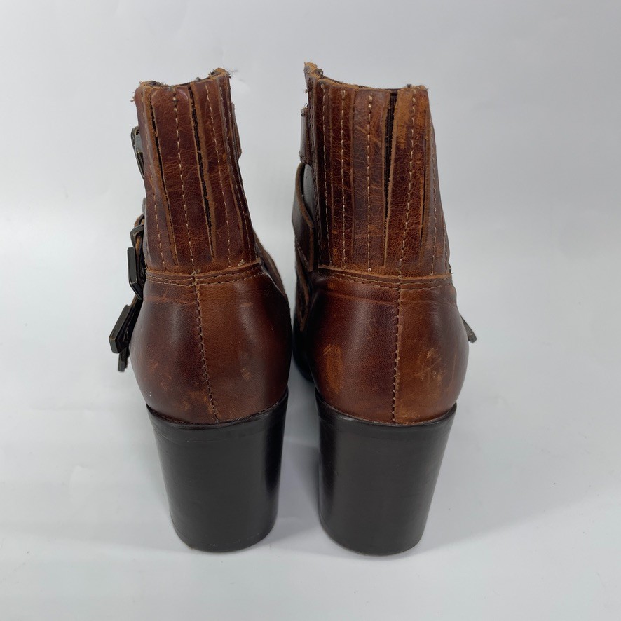 Steve Madden Boots Women 7.5 Brown Leather Prairie Western Steampunk Buckle Y2K