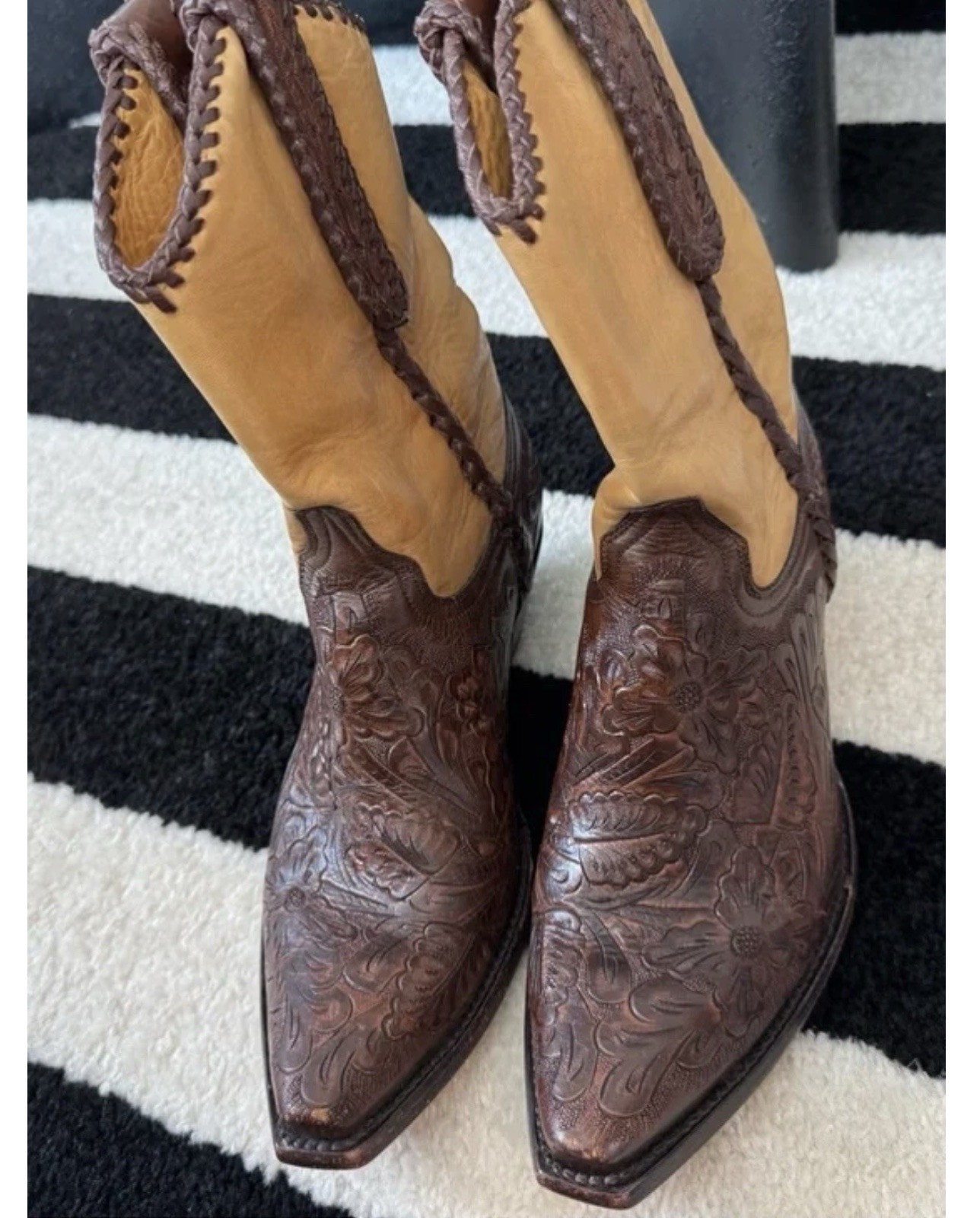THE OLD GRINGO Handtooled Braided Boots Size 7.5 VGUC