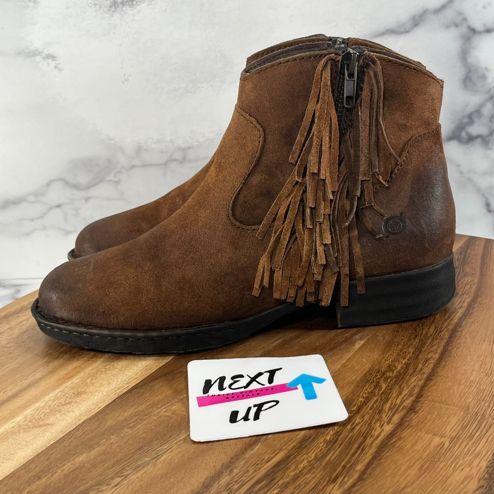 Women’s size 8-Børn Concept Kenia Bootie Boots Rust Tobacco Distressed Tassel