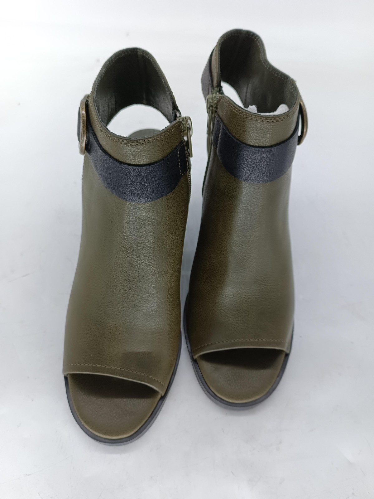 Frye & Co Boots Womens 6 Green Giavanna Open Toe Ankle Wedge Booties Zip s4