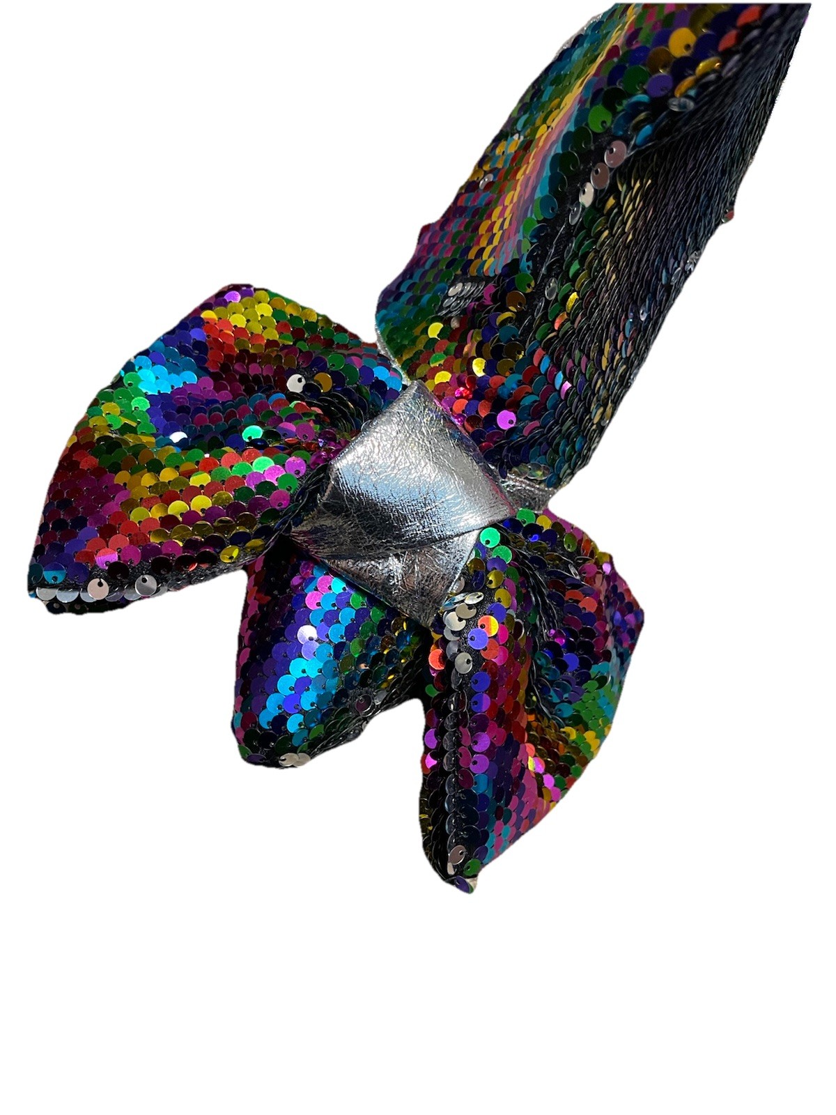 Pink Elephant Rainbow Sequin Ankle Boots Women’s 41 US 10 Statement Bow