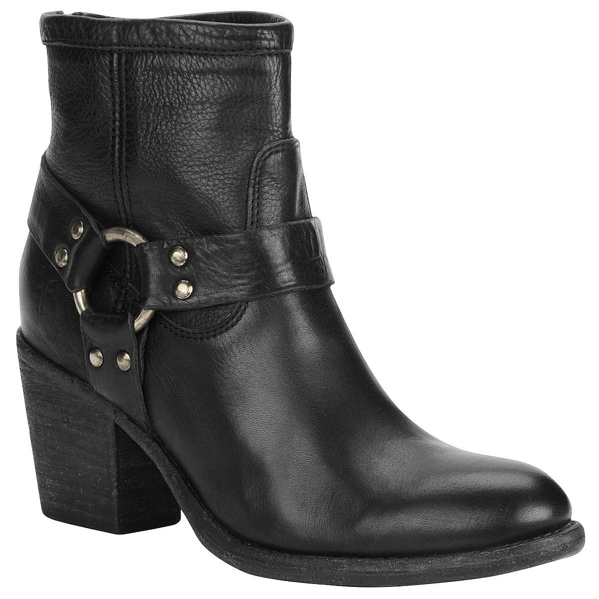 Frye Sz 6 1/2 Womens Tabitha Harness Short Boot Black Leather EXC!!