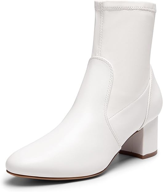 NIB Dream Pairs Fitted Stretch Ankle Chunky Heel Almond Toe Boots Women’s 6.5