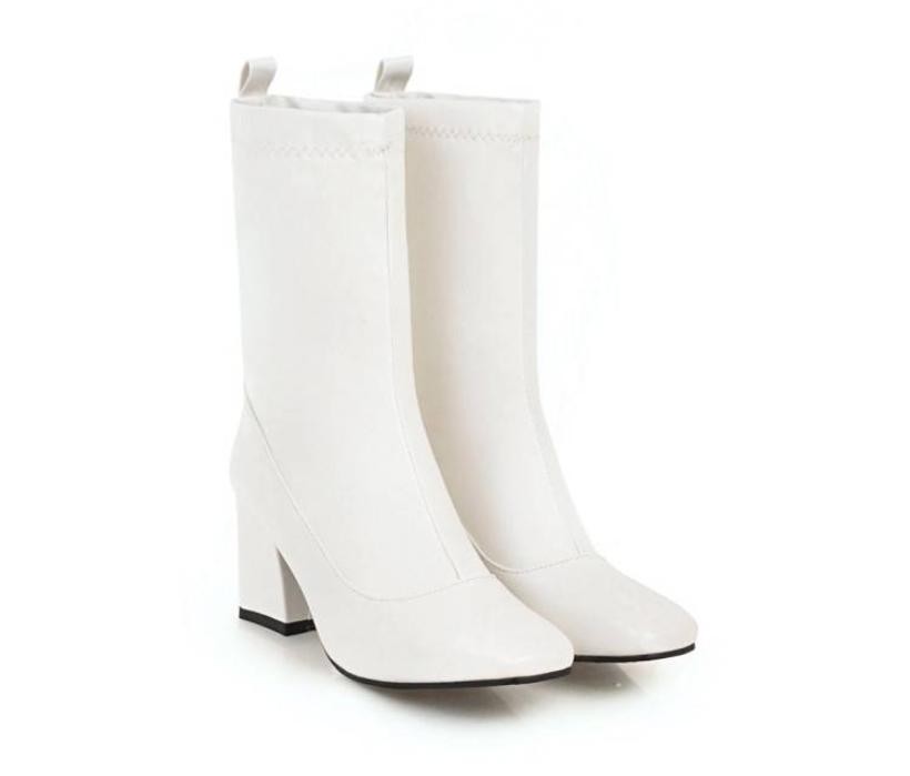 Women’s Square Toe Block Heels Dress Work Ankle Boots Outdoor Casual Shoes Size