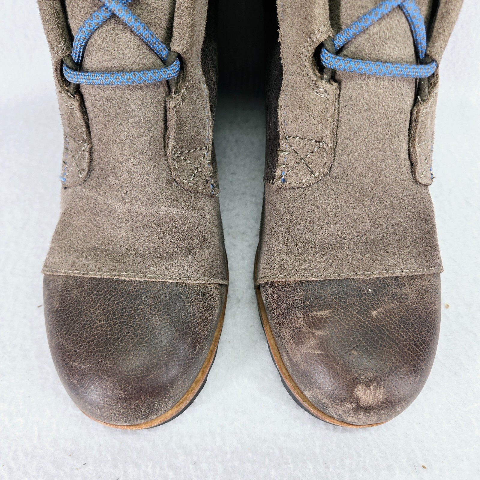 Sorel Boots Womens 9.5 Brown Gray Cate The Great Leather Hidden Wedge Waterproof