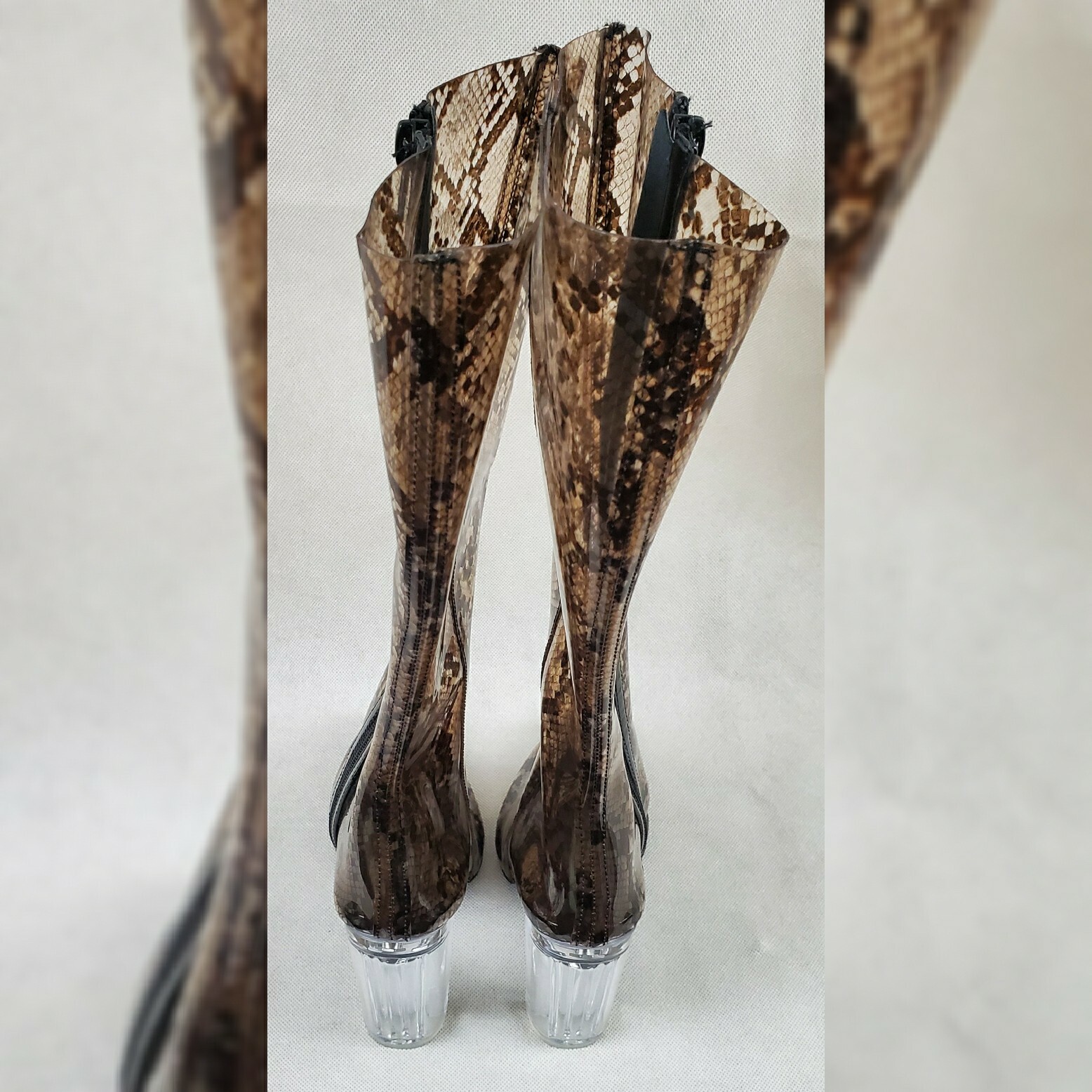 WILD DIVA FASHION BOOTS CLEAR WOMEN’S BROWN GEOMETRIC SIZE 5.5