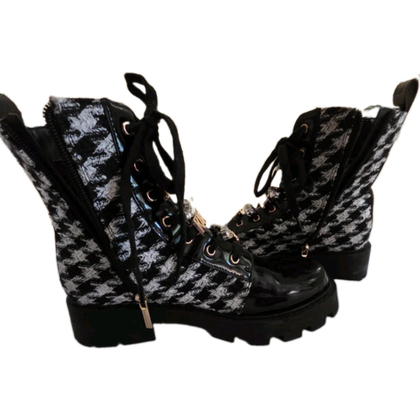 Karl Lagerfeld Maple Tweed Combat Boots Size 7 Women’s