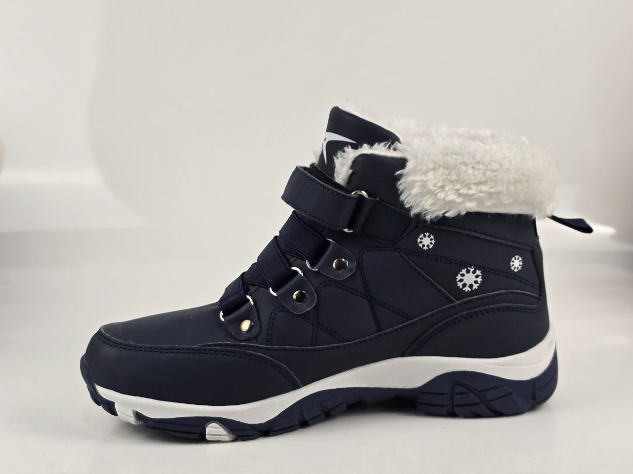 Ashion Blue Faux Fur Snowflake Winter Ankle Boots EU Size 38