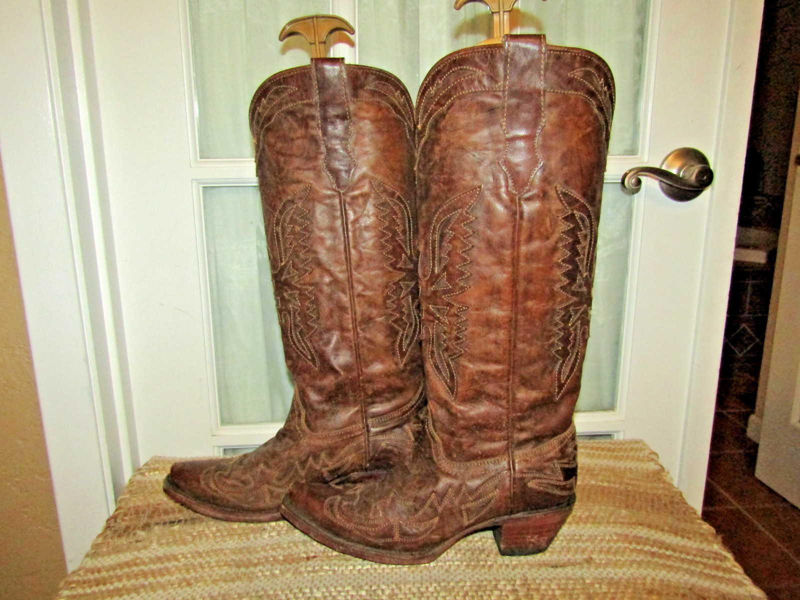Vintage Corral Brown Cowgirl Tall Boots Womens 7 M Snip Toe Western R 2295 Boots