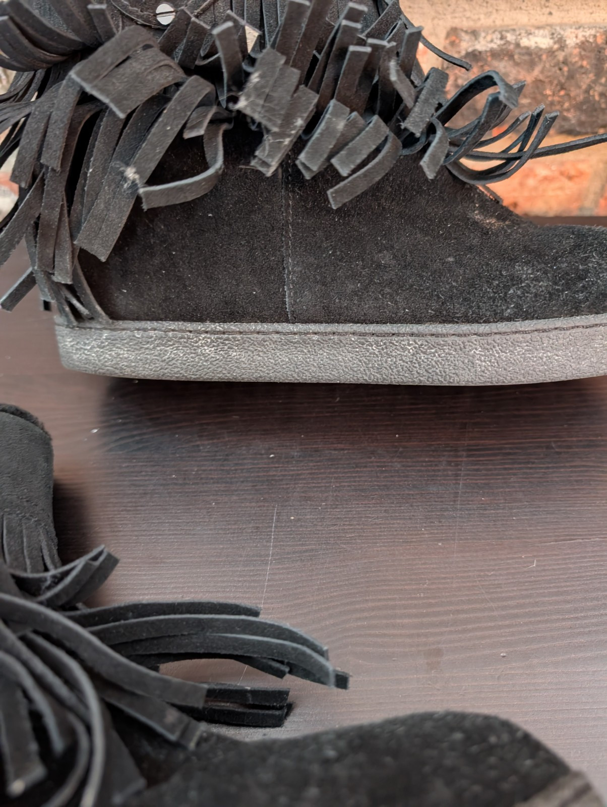 Tory Burch Boots Collins Leather Fringe Sherpa Fur Lined Ankle Logo Women’s Sz 7