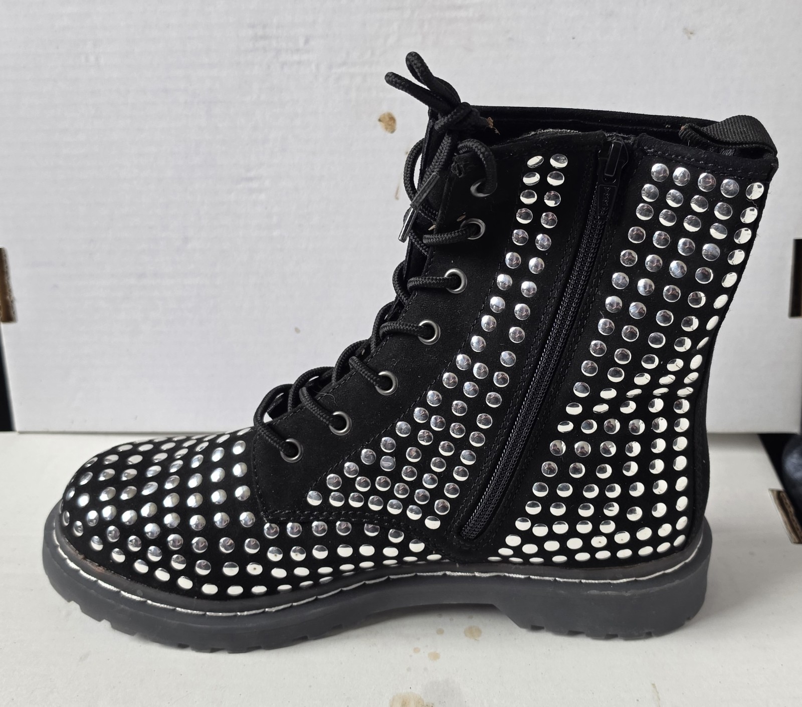 Wild Pair Studded Black Combat Boots Ryderr2 Women Size 10M