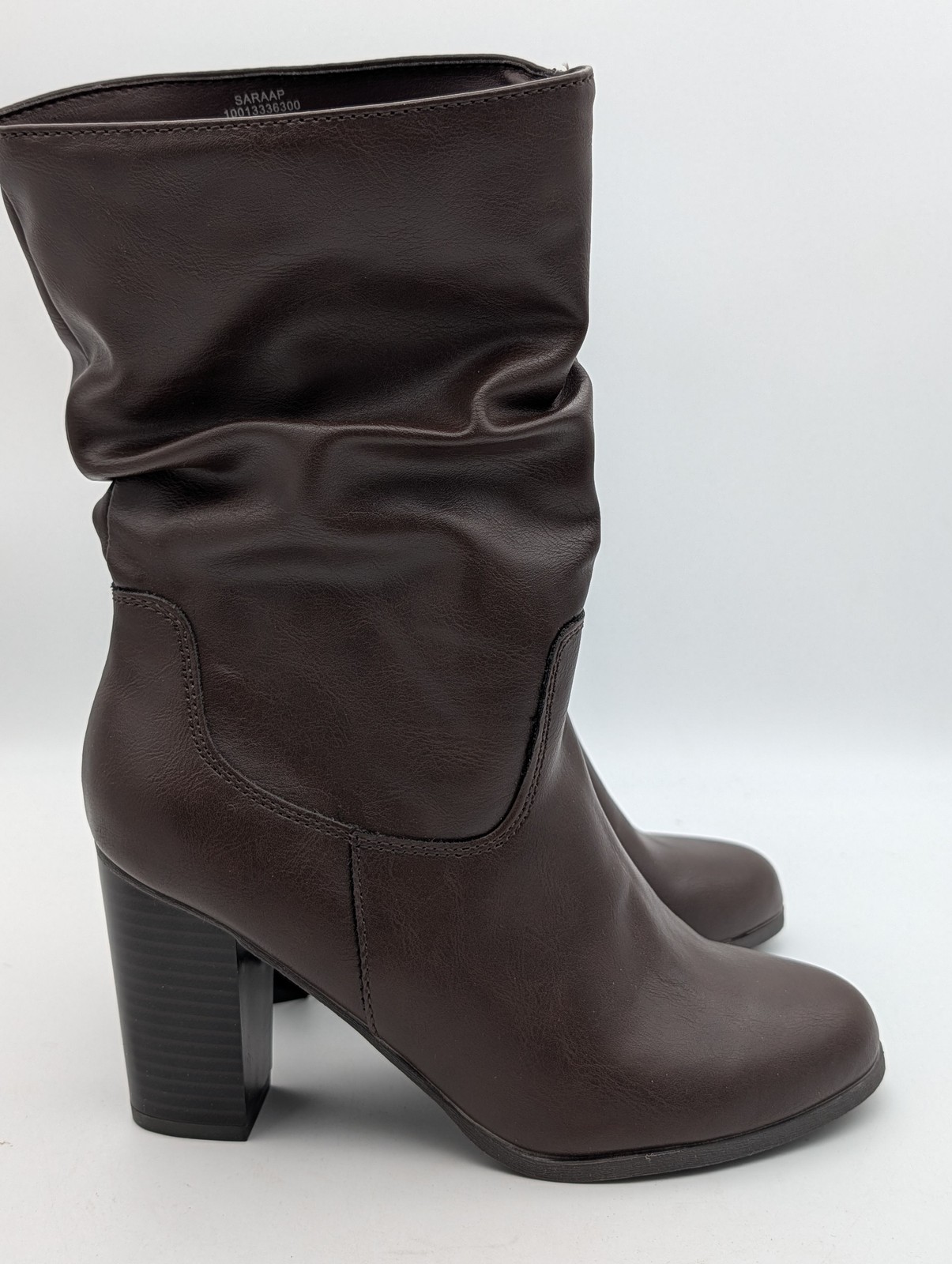 Style & Co Womens Saraap Slouch Boots Size 6M Brown Faux Leather Block Heel