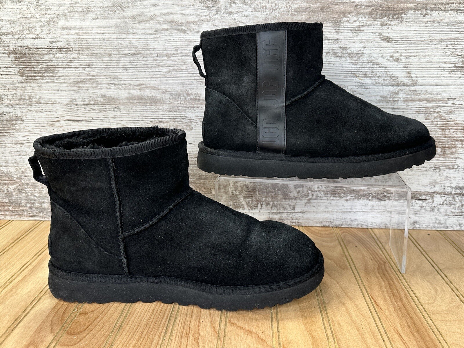 UGG CLASSIC MINI SIDE LOGO BLACK BOOTS 1122558 Womens Size 11