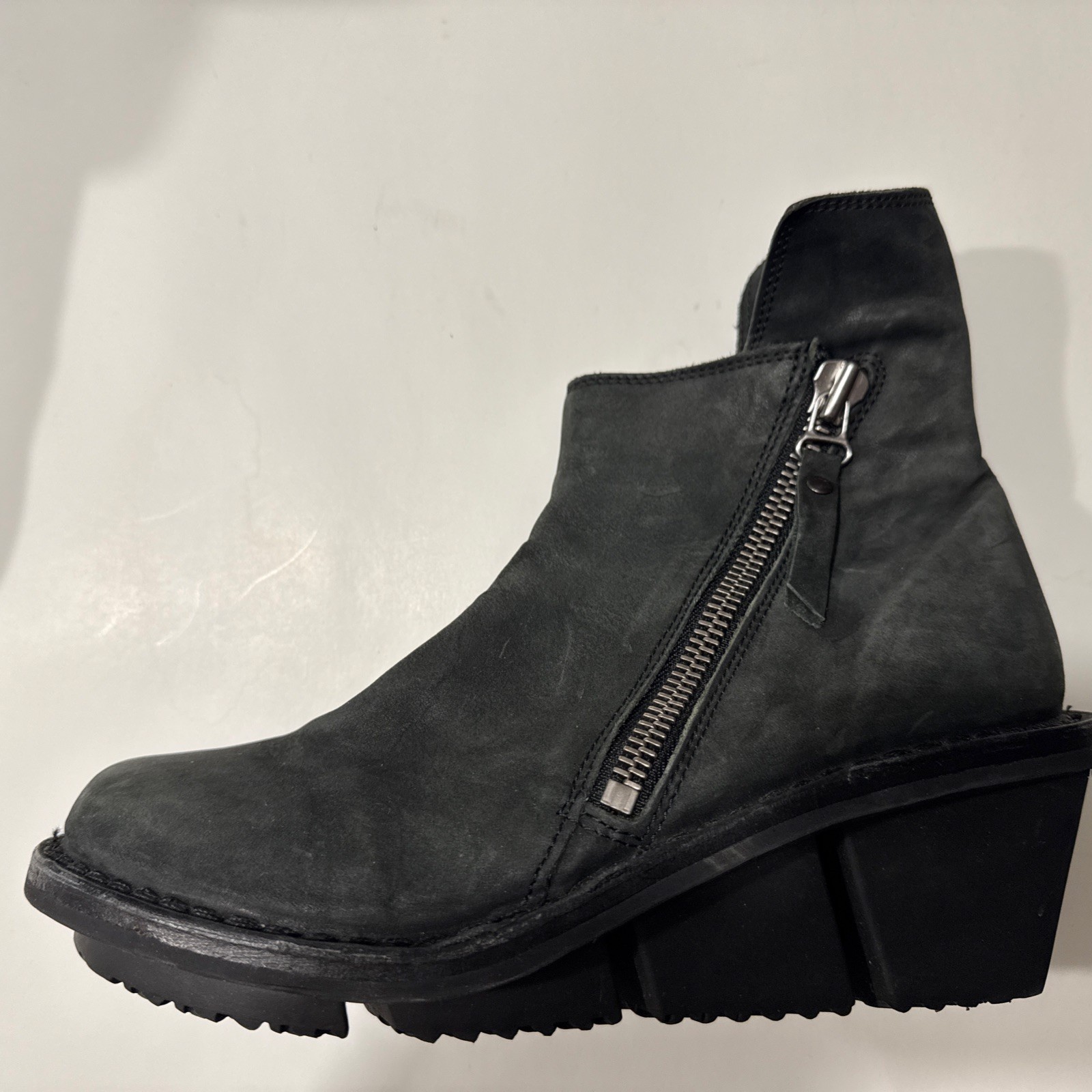 TRIPPEN Germany Green Leather Corner Split Wedge Ankle Boots Size 38/7.5