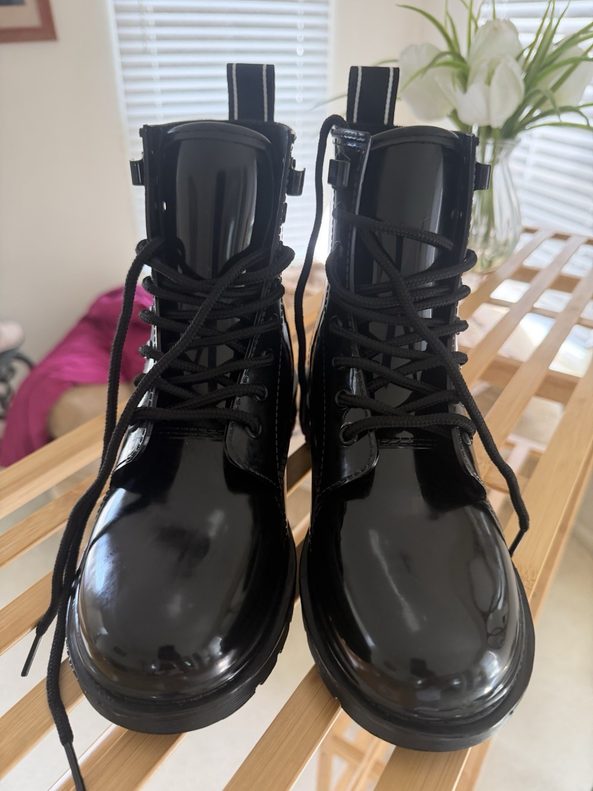 Michael Kors Women’s Black Lace-Up Ankle Combat Boots Logo Accent Size 9