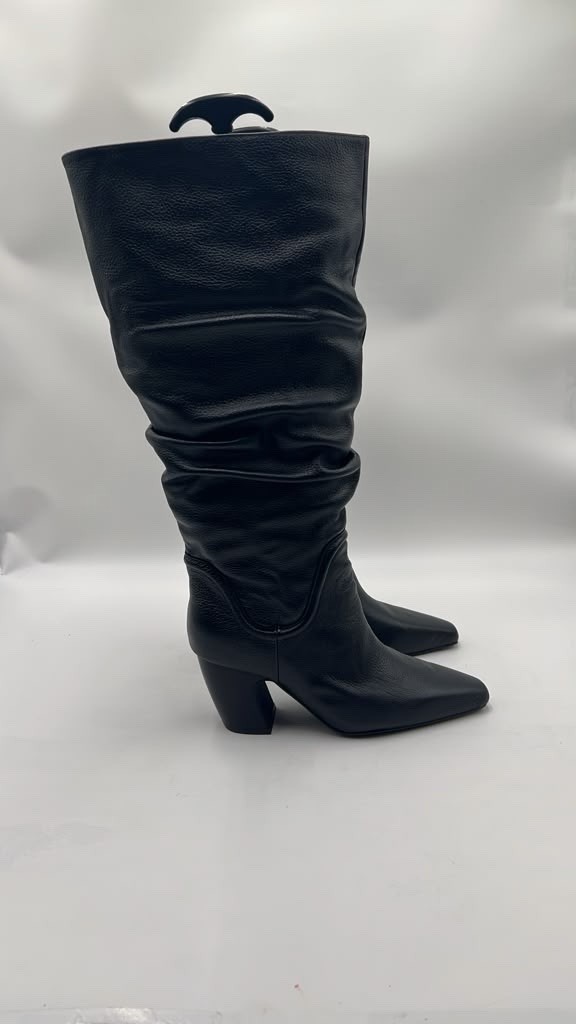 Vince Camuto Chelsey Slouch Knee High Boots Black Leather Size 7.5W-XC