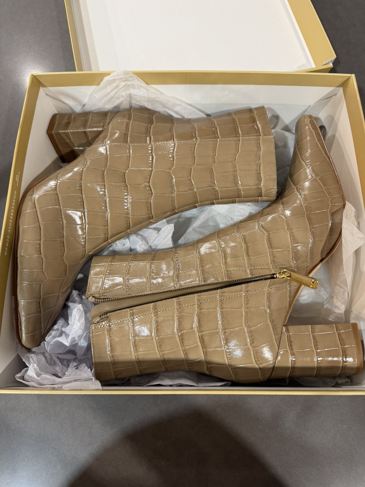 Michael Kors Elise Bootie Size 6.5M Snakeskin Husk Heel Box Included