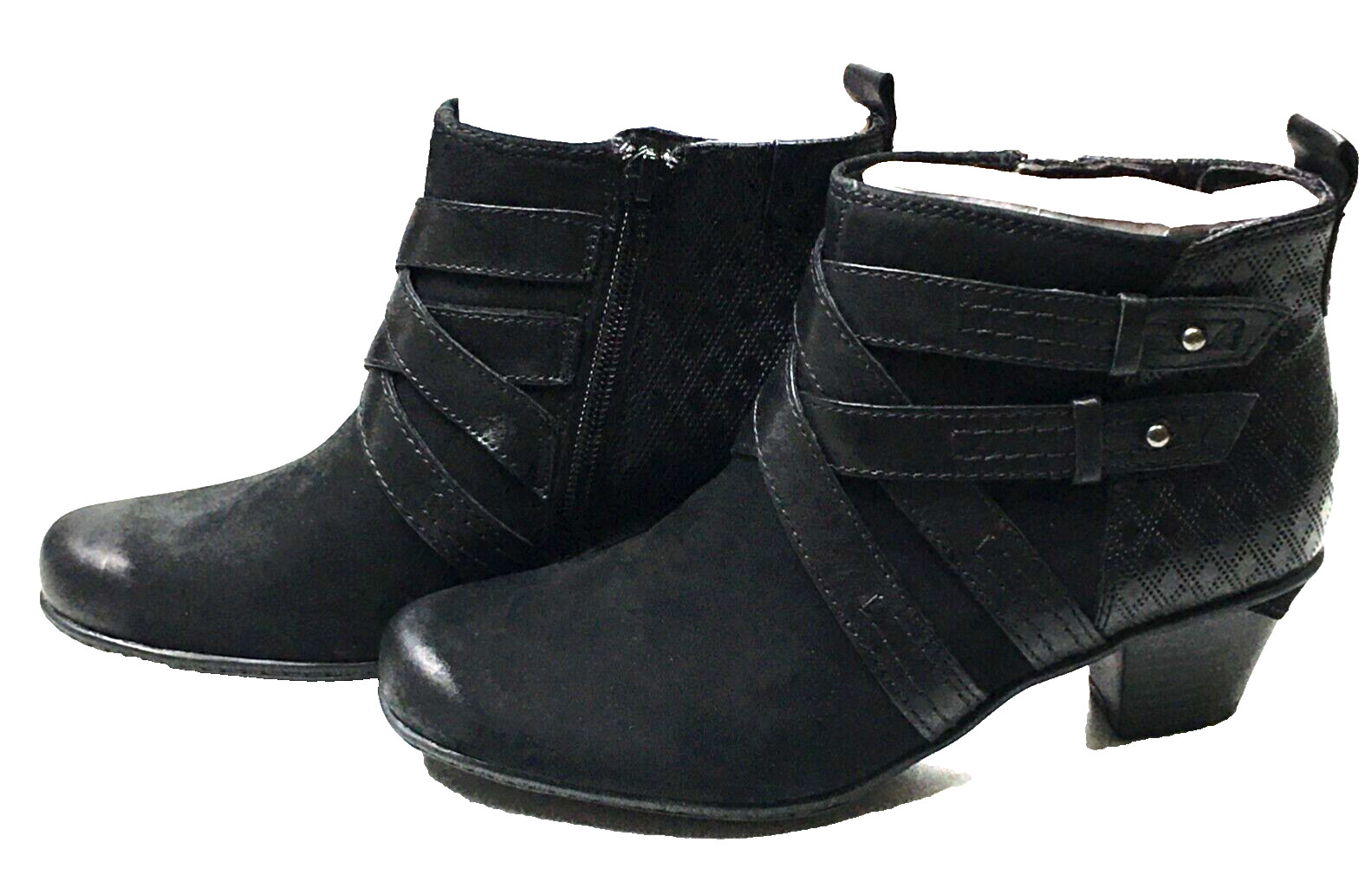 Earth Womens Ankle Booties Sz 6 Soft Black Buck Emerald Criss Cross Strap NIB