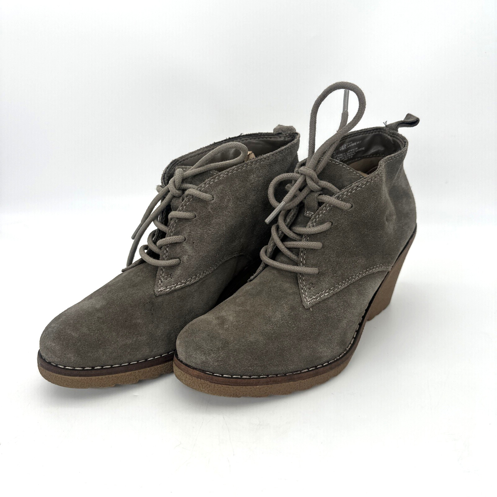 White Mountain Icon Women’s Gray Suede Wedge Ankle Boots US Size 8M
