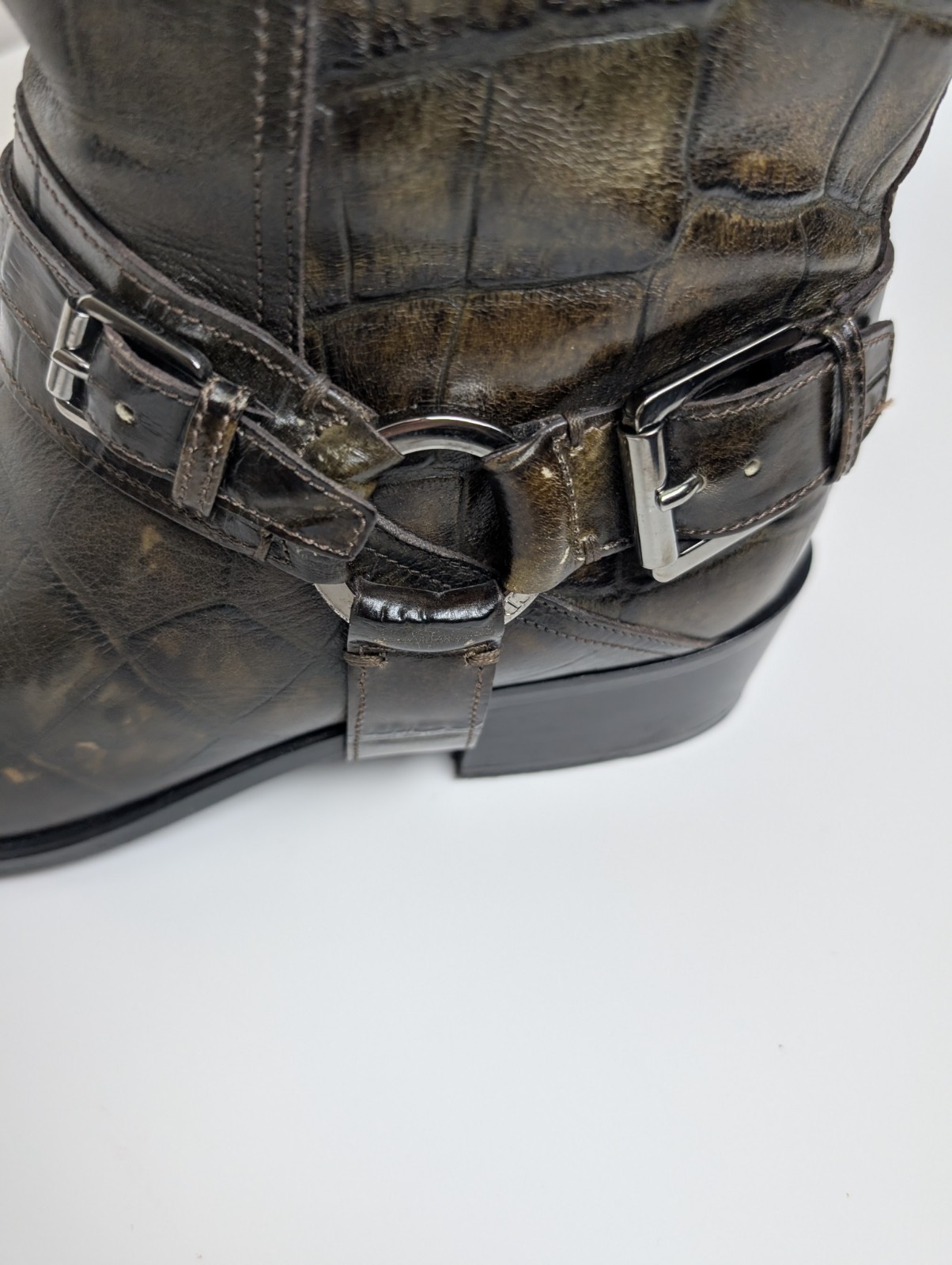 Christian Dior Women’s Harness Boots EU 41 / US 10–10.5 Made in Italy Croc Print