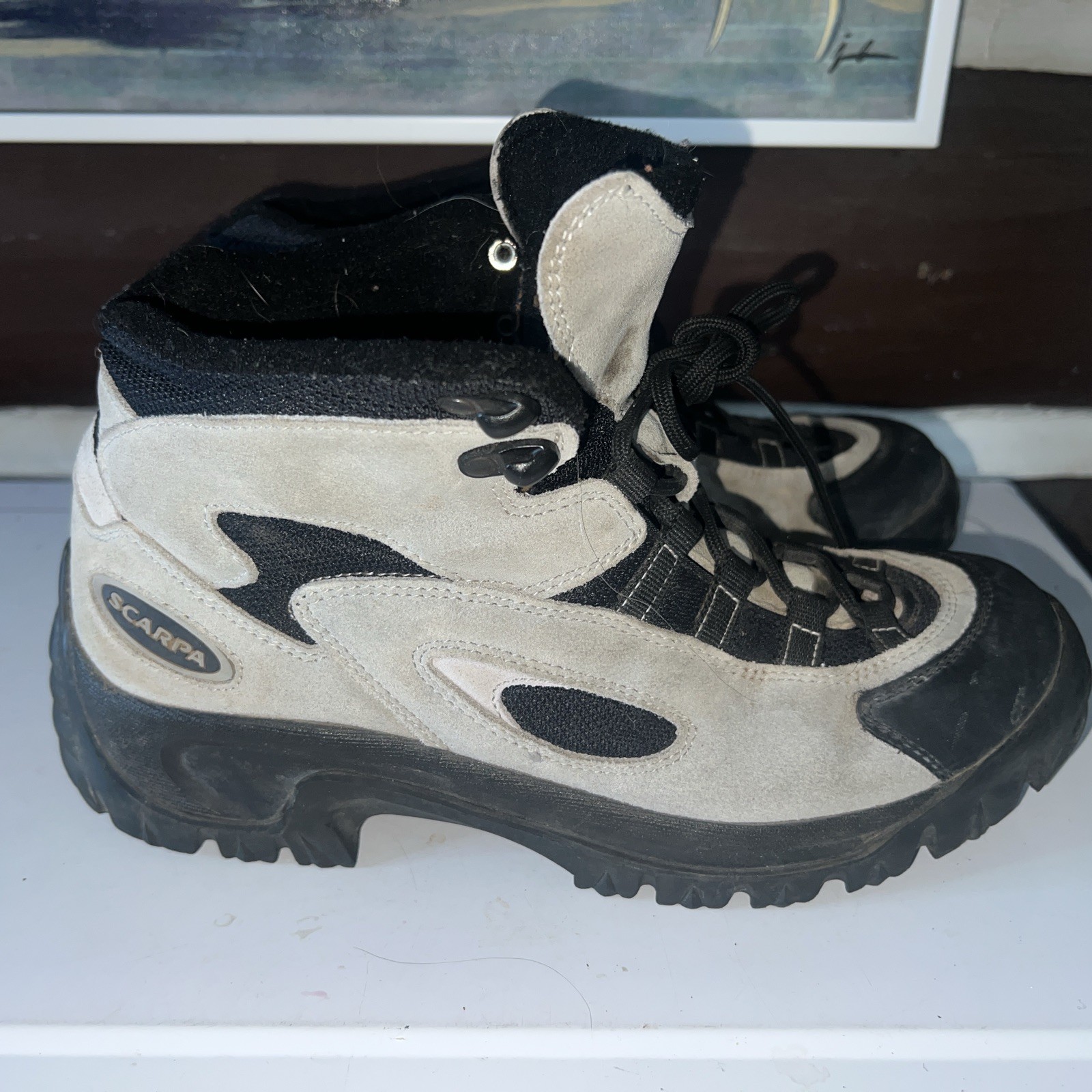 Scarpa Grey Suede Hiking Trail Outdoors Shoes Boots Womens Size 7.5 Italy 39