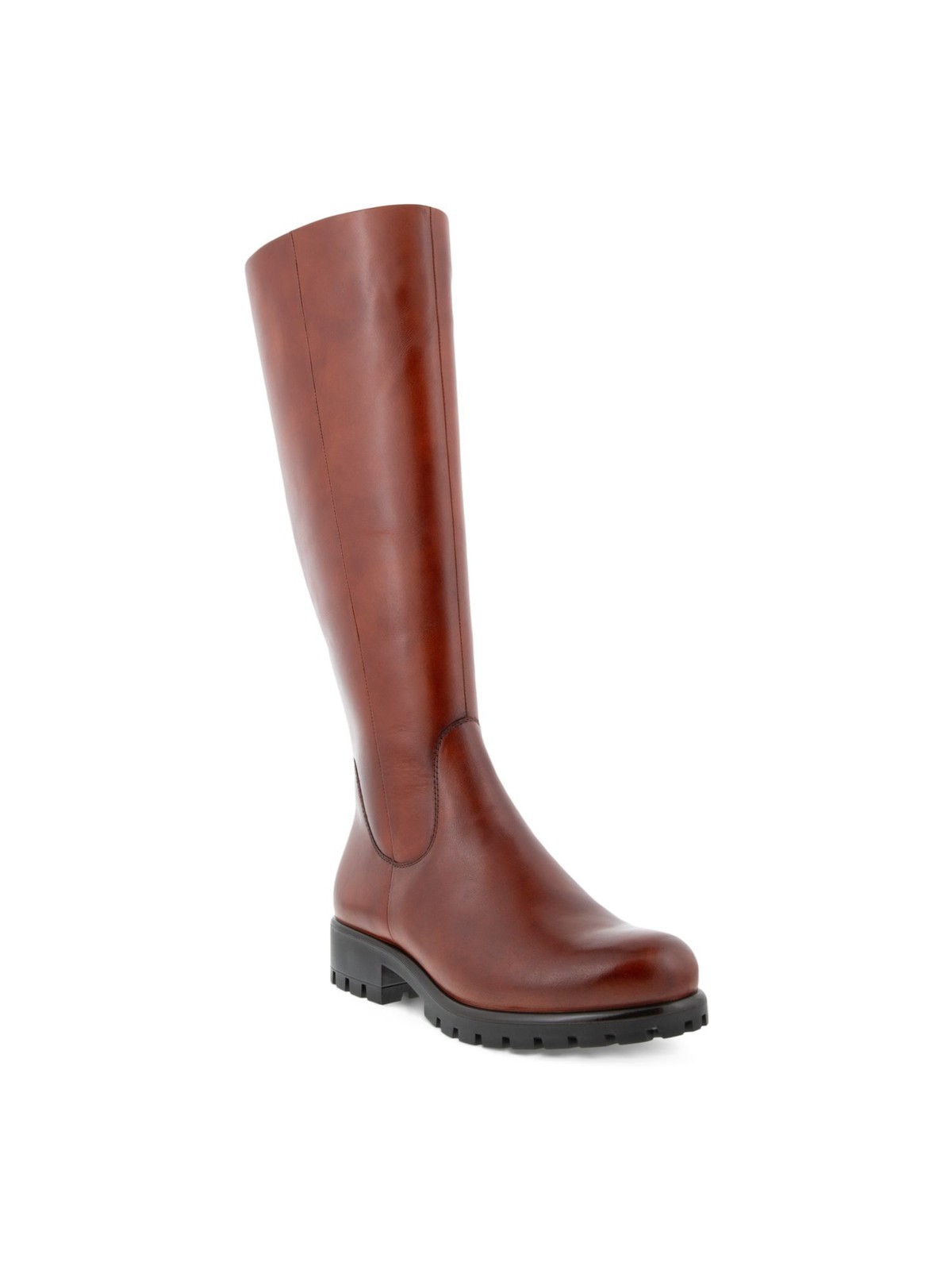 ECCO Womens Cognac Brown Back Zip For Calf Width Leather Boots Shoes 5-5.5