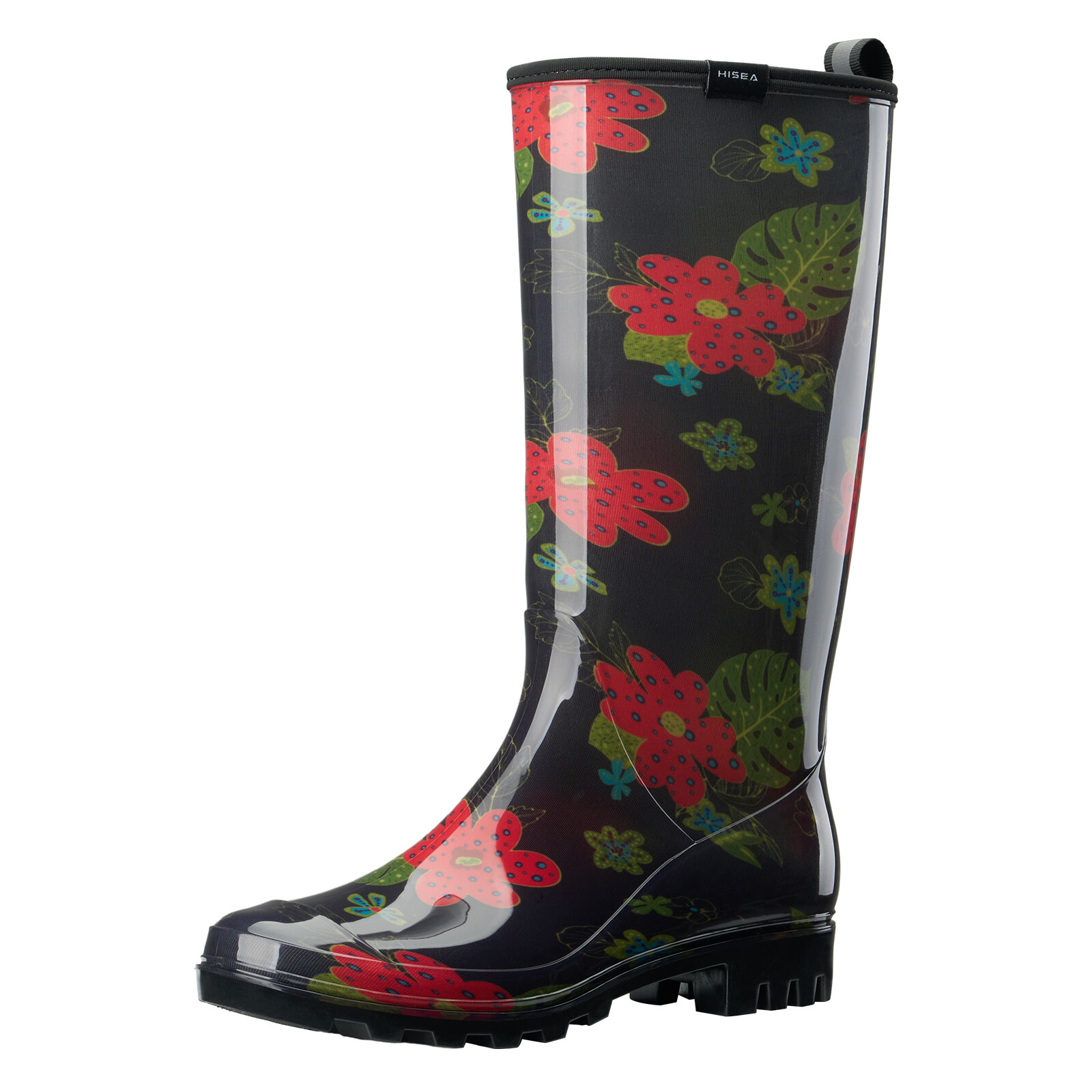 HISEA Women Knee High Rain Boots Waterproof Garden Shoes Colorful Printed Wellie