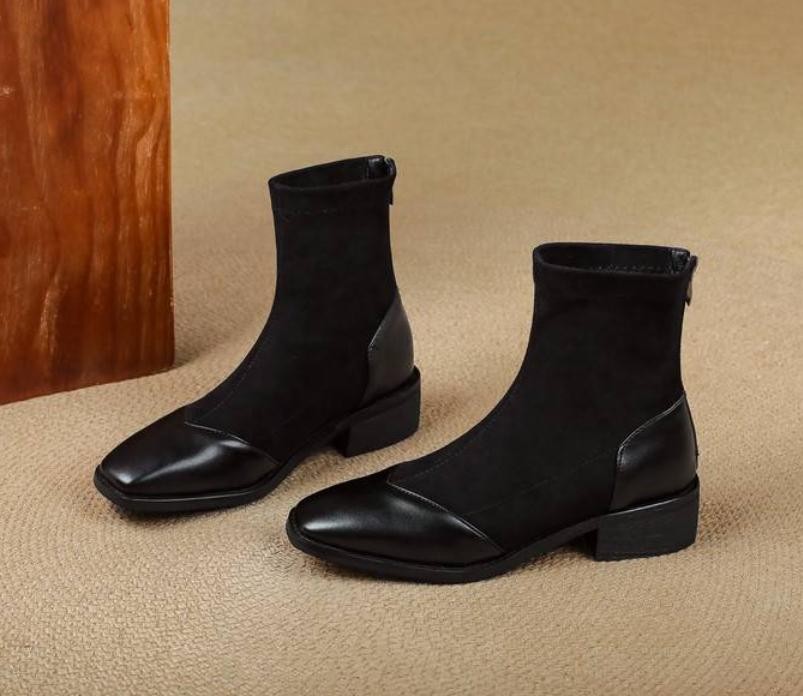 Women’s Faux Suede Square Toe Zip Ankle Boots Dress Casual Work OL Outdoor Shoes