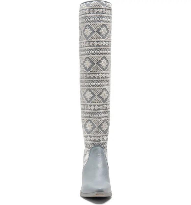 $298 – Free People Bren Slouch Crochet Tall Boot in Calm Waters Size 10 (40)