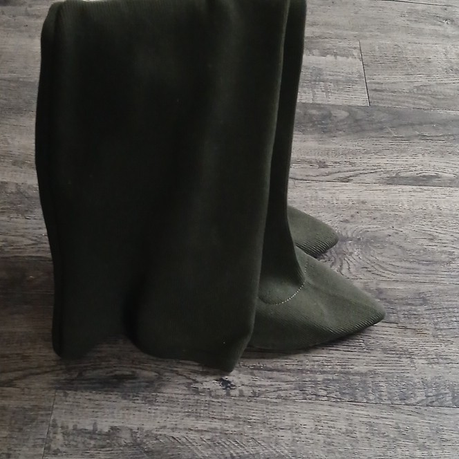 Knit Green Stretch Pointed Toe Pull On Over the Knee Stiletto Boots Women 10