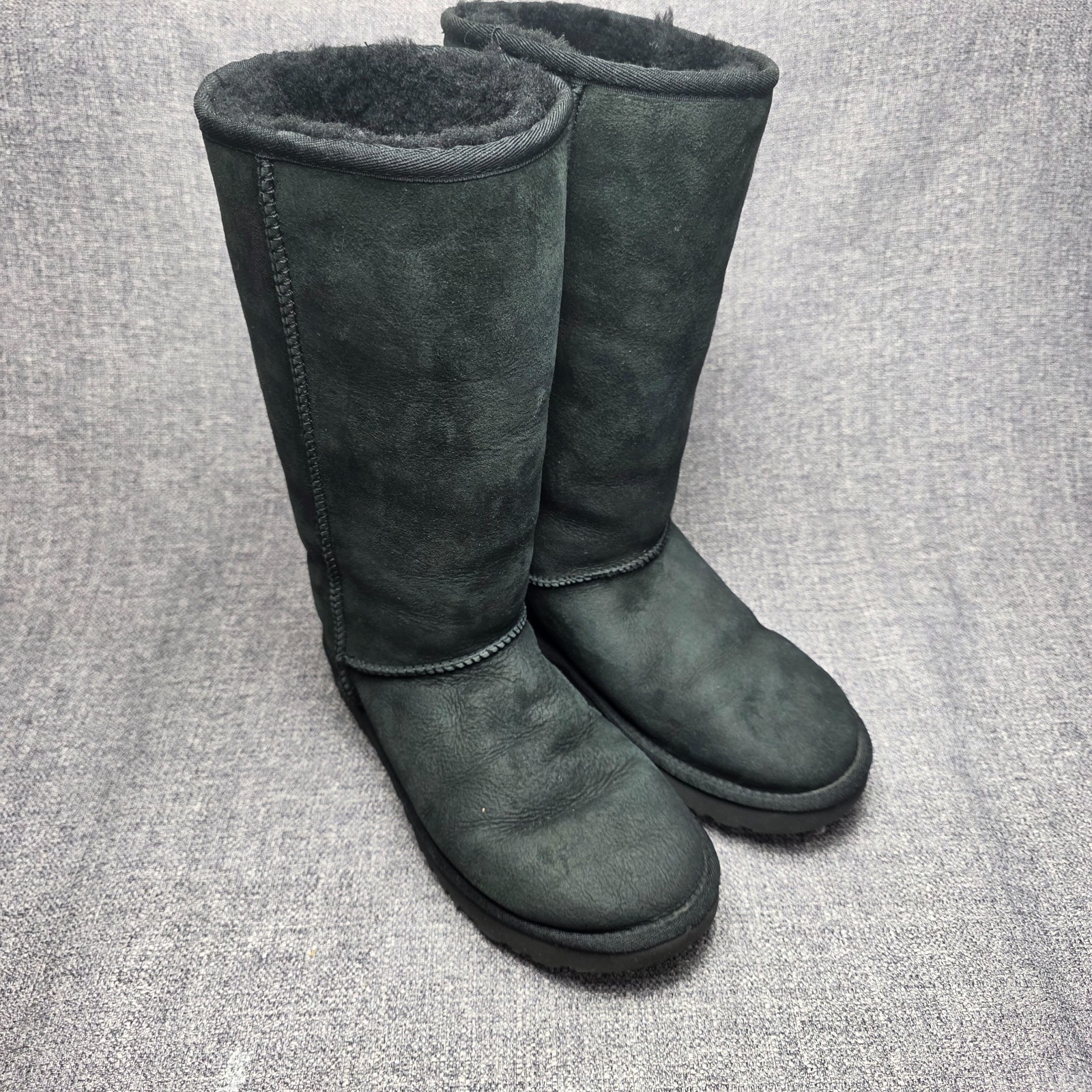 UGG Classic Tall II Shearling Knee High Boots Black Suede Women’s Size 7