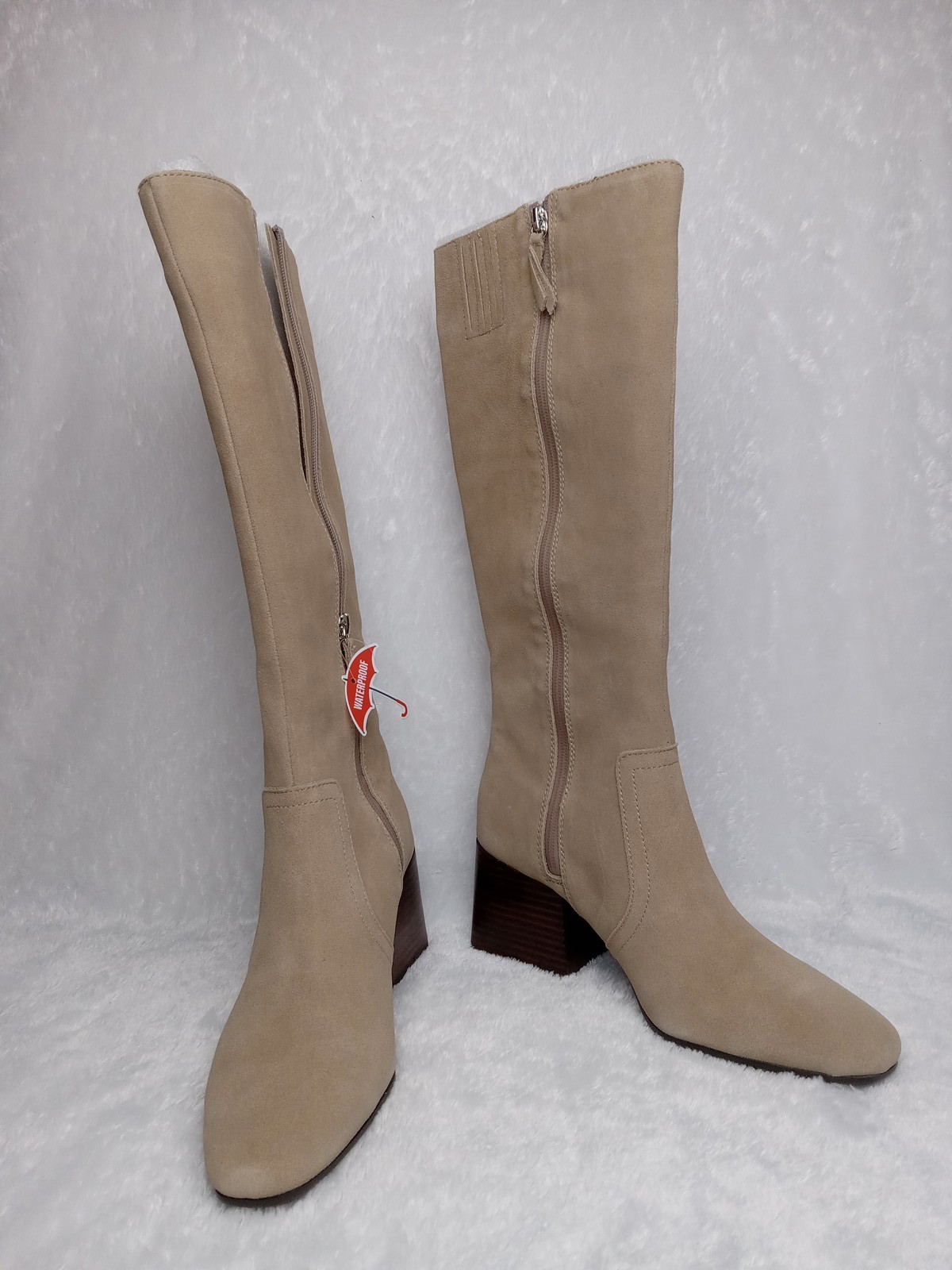 Blondo Women’s Tan Suede Leather Knee High Boots US 8M Waterproof Heel 2.75″