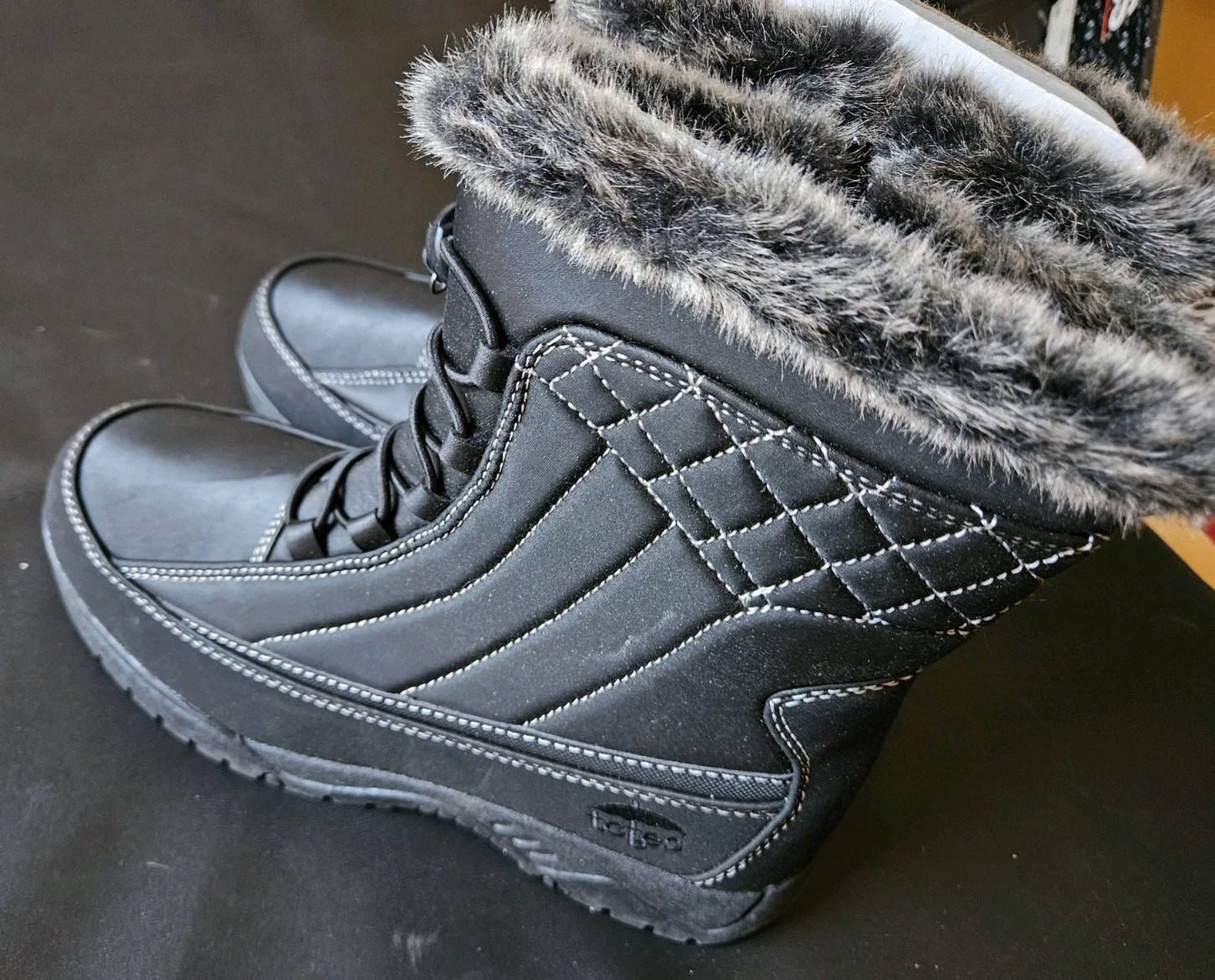 Totes Women’s Barbara Ankle High Boots – Black- Size 8M Waterproof Zipper V24.
