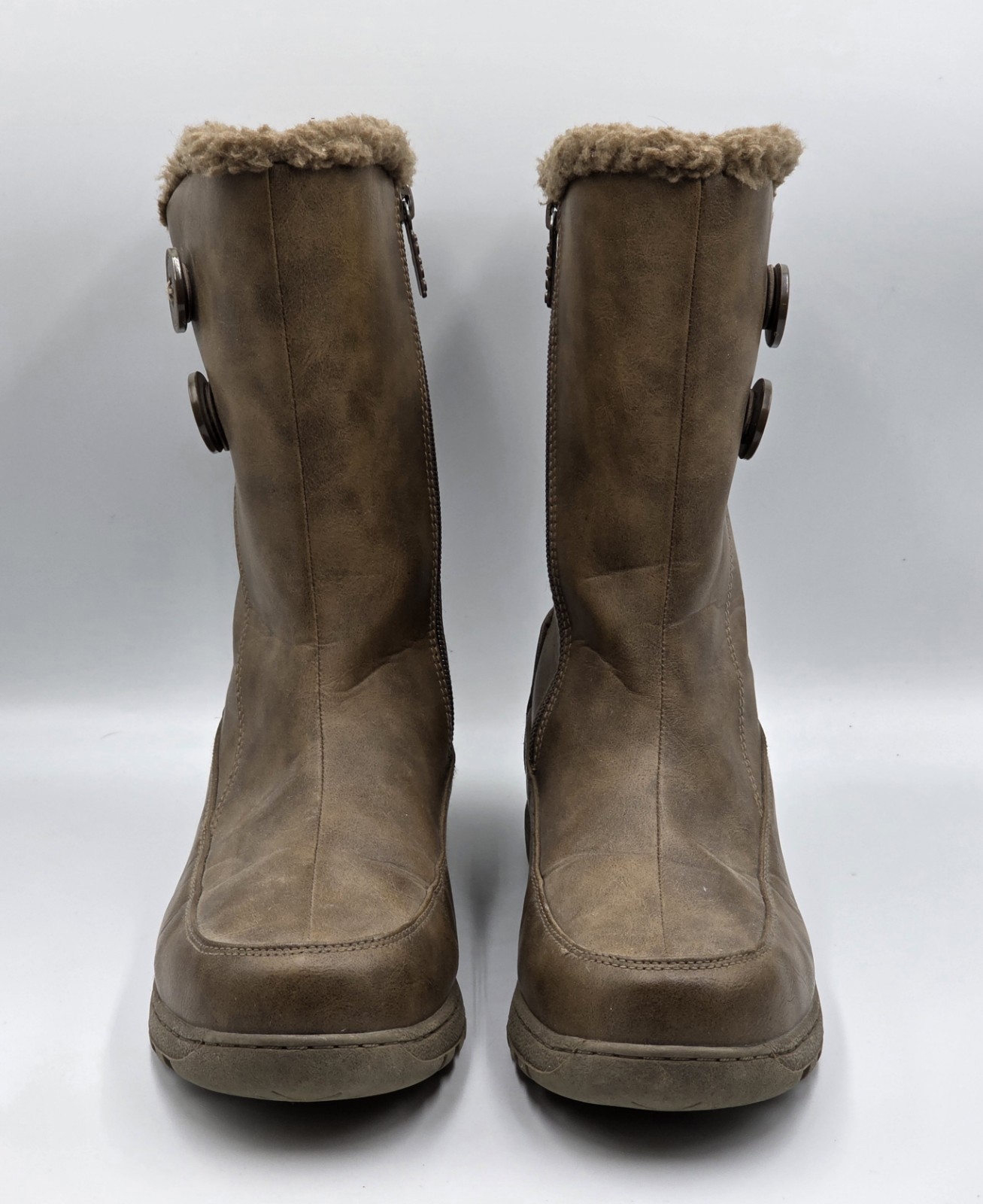 Totes Nala Snow Boots Womens 9M Brown Insulated Side Zip Faux Leather Winter