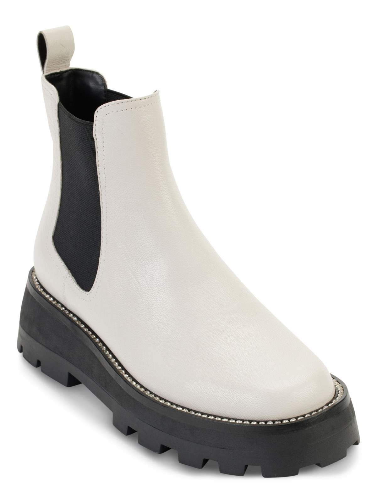 KARL LAGERFELD PARIS Womens White Mayde Round Toe Block Heel Chelsea 5 M