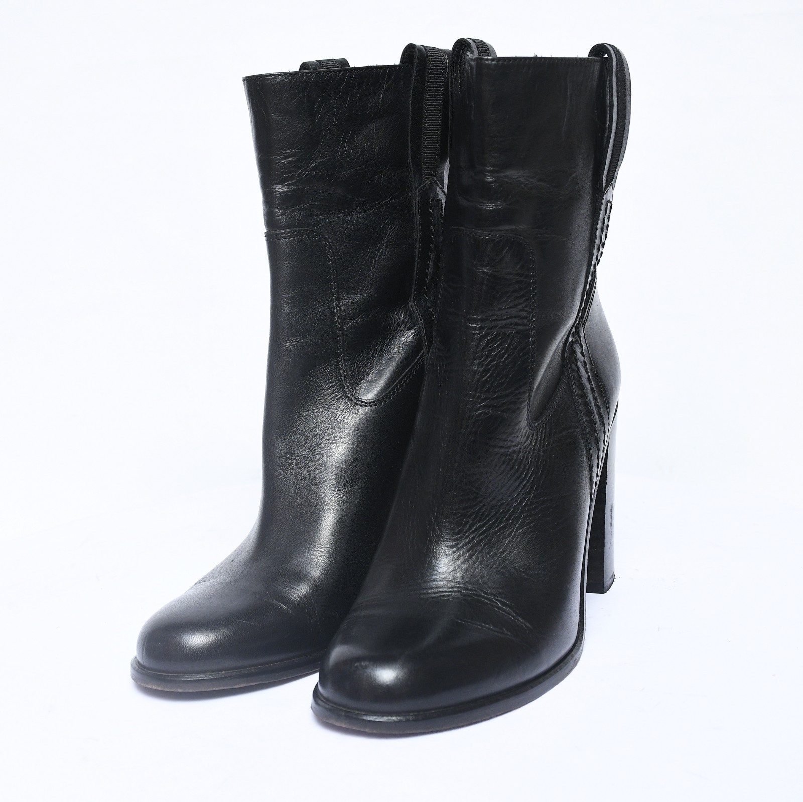 kate spade New York Italy Baise Leather Black Mid Calf High Heel Boots Sz 8