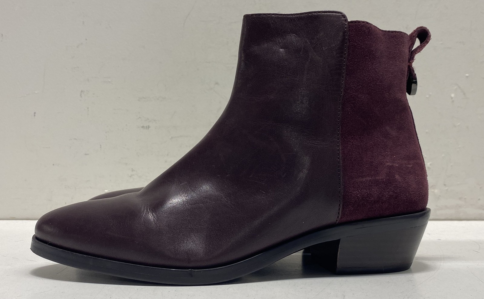 Coach Carmen Burgundy Leather Suede Mixed Media Ankle Booties Women’s Size 6.5 B