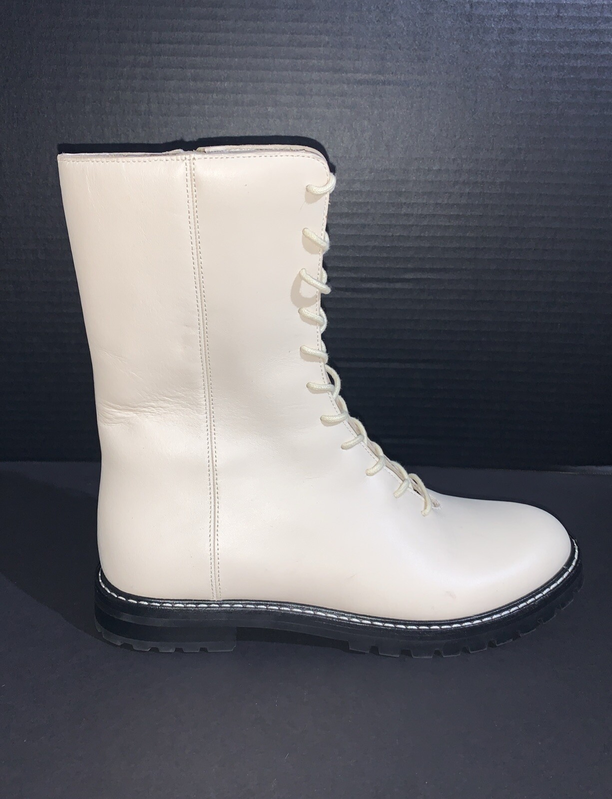 J.Crew Combat Boots Women’s 9 Gwen Lug Sole Cream Leather Lace Up BA186