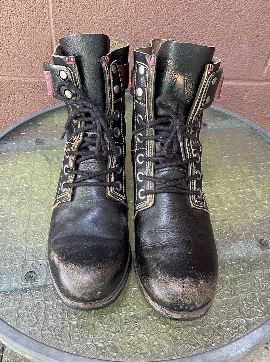 Fly London Stay Distressed Leather Combat Boots Size 41 (10-10.5)