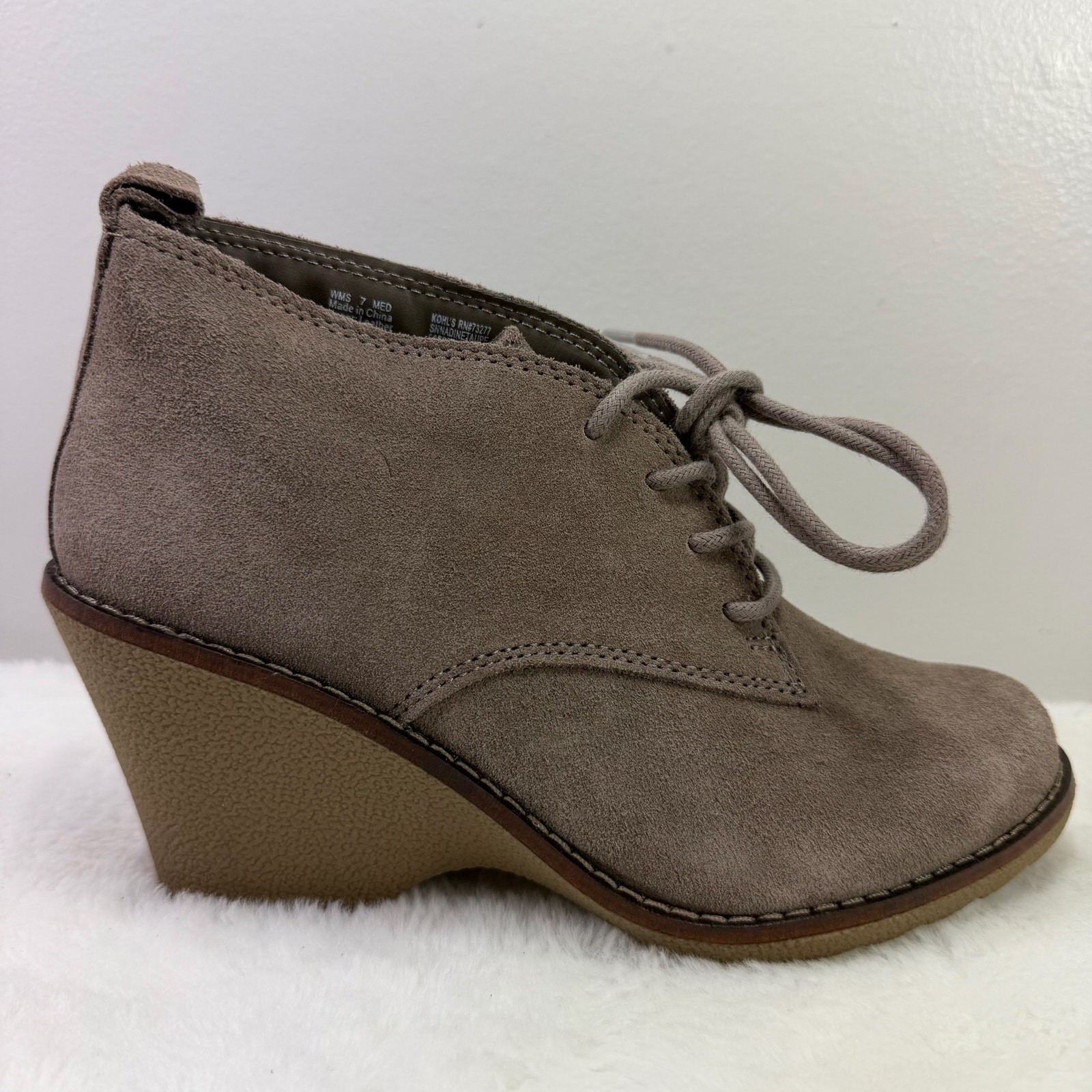 Sonoma Nadine Taupe Suede Wedge Ankle Boots Women’s Size 7